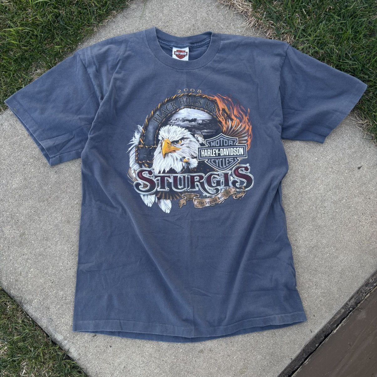 Harley Davidson × Vintage 2008 Harley Davidson Single Stitch Sturgis Shirt Size US L / EU 52-54 / 3 - 1 Thumbnail