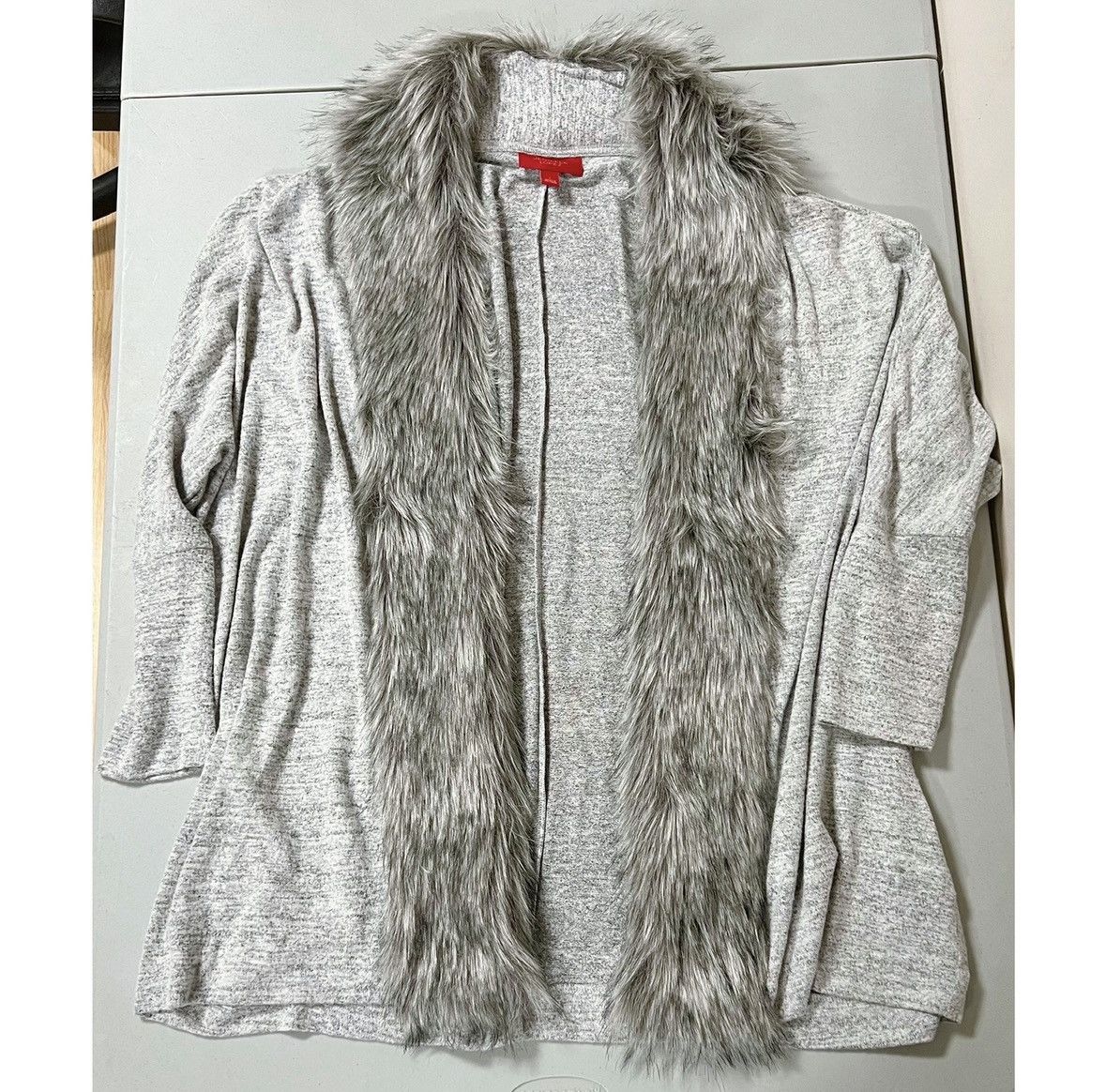 Jennifer Lopez Gray Knit Fur Sweater Cardigan Top Blouse Outerwear Size L 🩶 Size L / US 10 / IT 46 - 2 Thumbnail