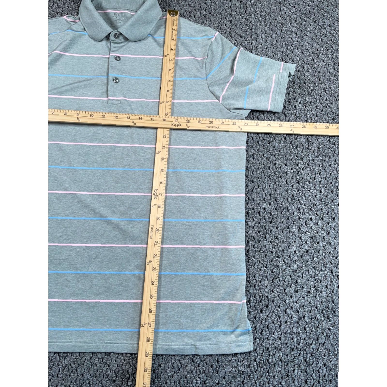 Polo Ralph Lauren Polo Ralph Lauren Performance Shirt Striped Adult Large Gray Pink Lightweight Short Sleeve Polo Mens Size US L / EU 52-54 / 3 - 5 Thumbnail