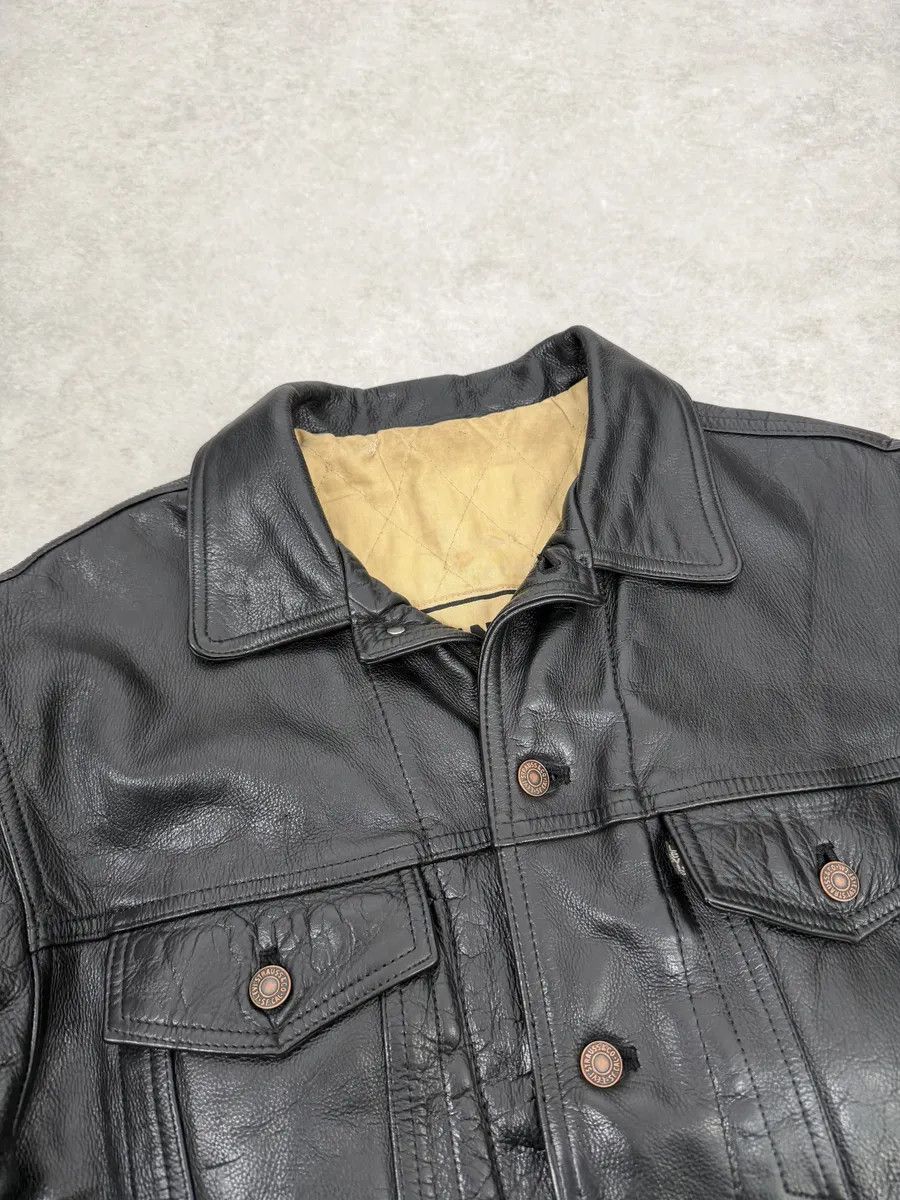 Levi's Levis Black Leather Bomber Trucker Jacket Size US M / EU 48-50 / 2 - 10 Thumbnail
