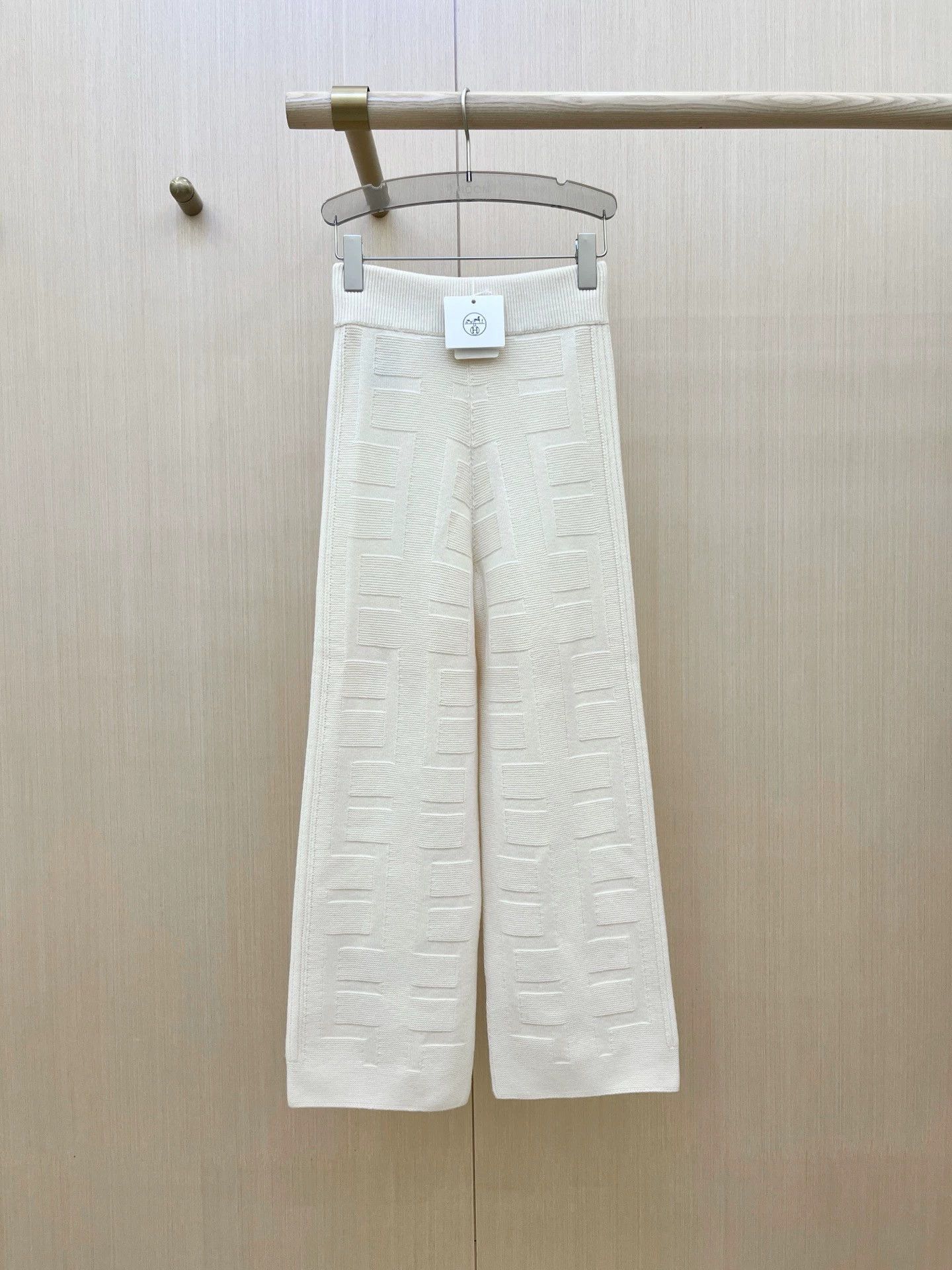 Hermes Hermes white H all over print wool straight leg pants 34 Size 25" / US 0 / IT 36 - 1 Thumbnail