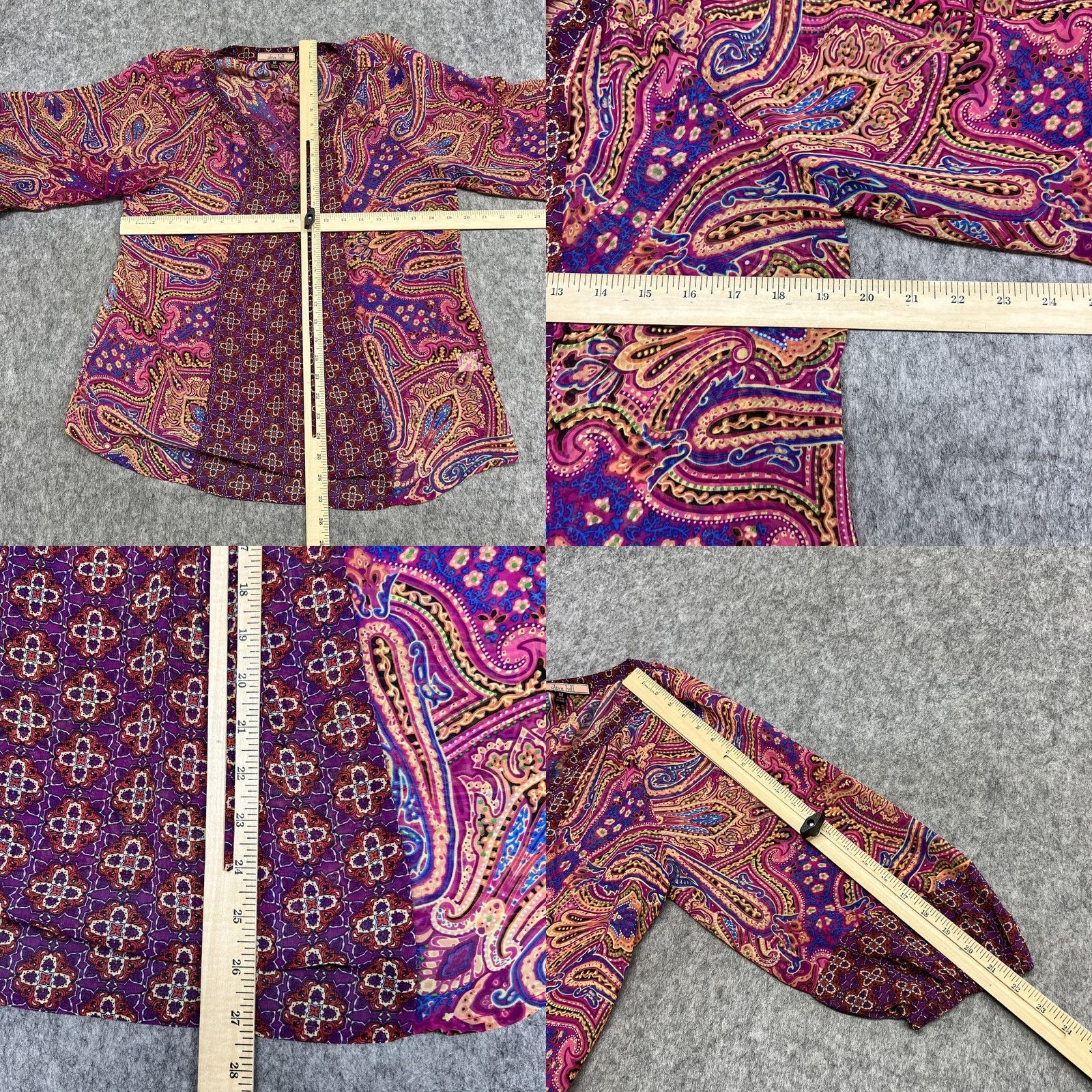 Olive Olive Hill Blouse Womens M Multicolor Paisley V-Neck 3/4 Sleeve Tunic Top Boho Size M / US 6-8 / IT 42-44 - 8 Thumbnail