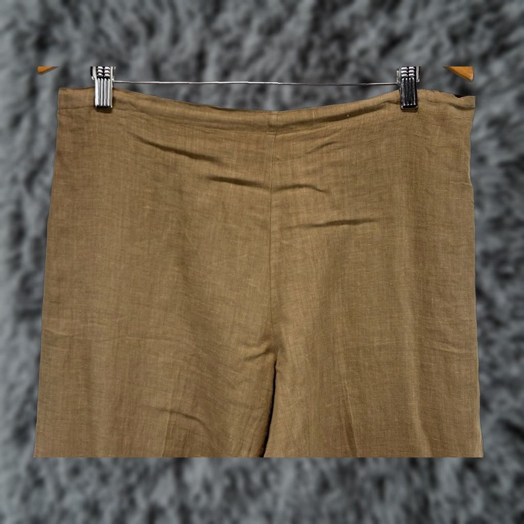 Vintage Bryn Walker Pants Womens XL Brown 100% Linen Tapered Ankle Elastic Waist USA Casual Size 40" / US 18 - 1 Thumbnail
