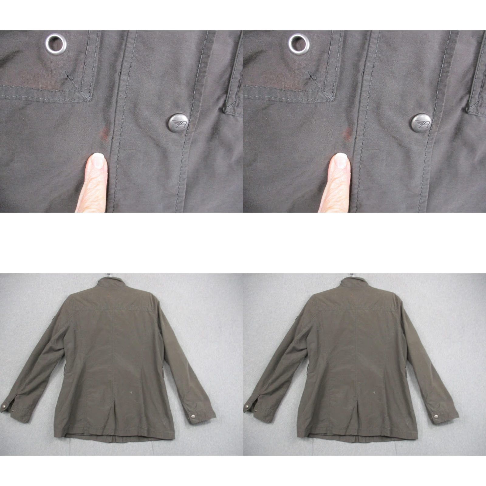 Olive Buffalo Jacket Womens L Olive Green Military Style Studded Pockets Shirt/Coat Texture: Cotton-Blend? Size L / US 10 / IT 46 - 9 Thumbnail