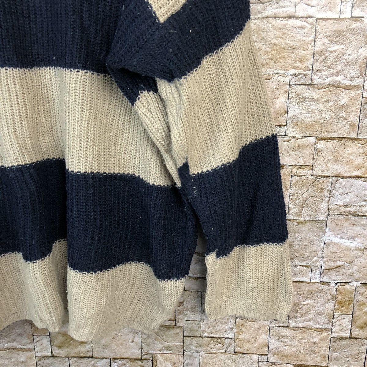 Homespun Knitwear × Japanese Brand × OVER THE STRiPES Thille Anap Brown Stripe Knitwear #A1060 Size US L / EU 52-54 / 3 - 8 Thumbnail