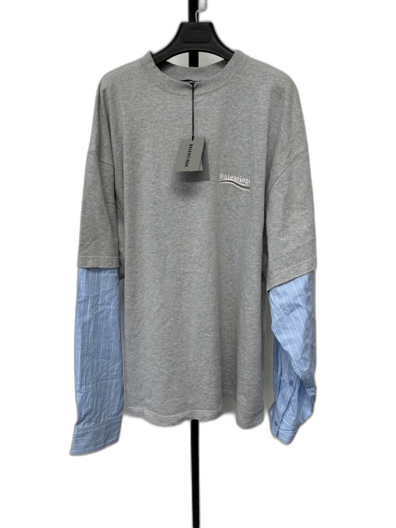 Balenciaga balenciaga long sleeve t-shirt with plaid cuffs Size US S / EU 44-46 / 1 - 1 Thumbnail
