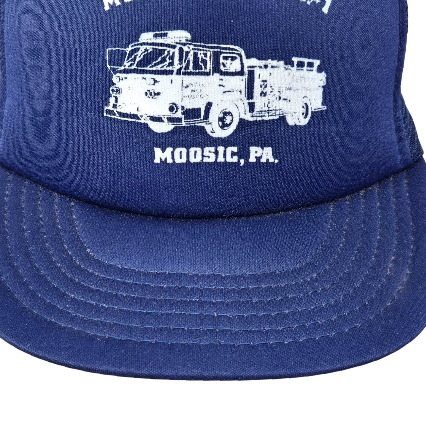 Vintage VINTAGE Trucker Hat Moosic Fire Company PA Hat Men One Size Blue Unbranded Size ONE SIZE - 2 Thumbnail