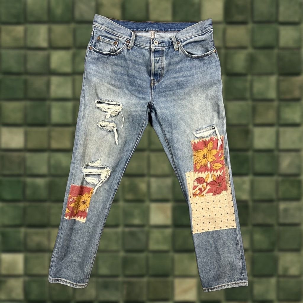 Levi's Levi's 501 CT Jeans Mens/Womens Distressed Blue Denim 28x32 Size 28" / US 6 / IT 42 - 1 Thumbnail