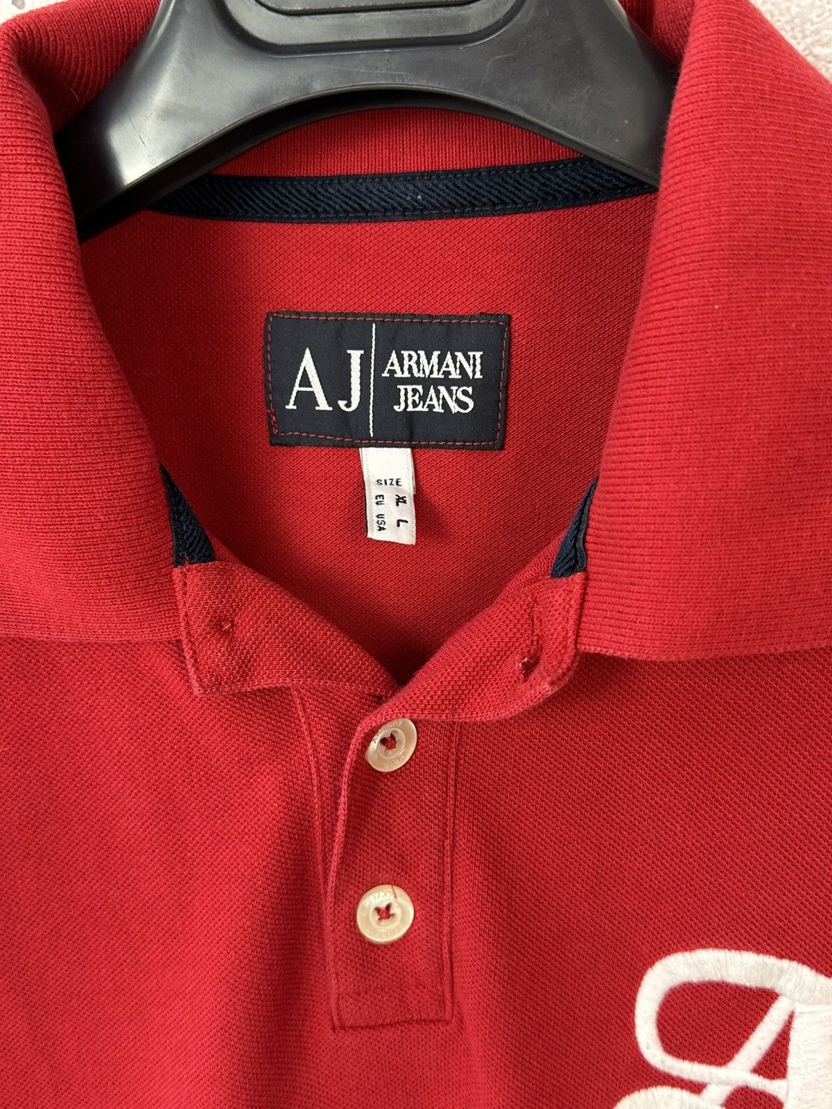 Armani AJ Armani Jeans Vintage Cotton Red Logo Women’s Polo Size ONE SIZE - 4 Thumbnail