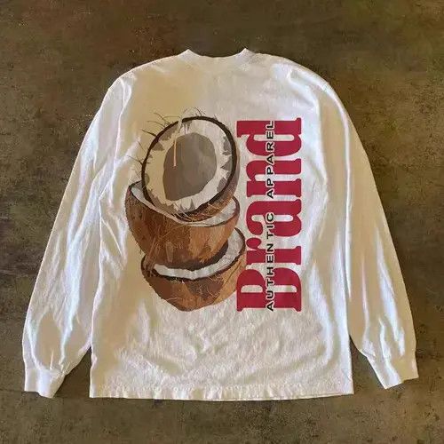 Coconut print casual retro long sleeve tee