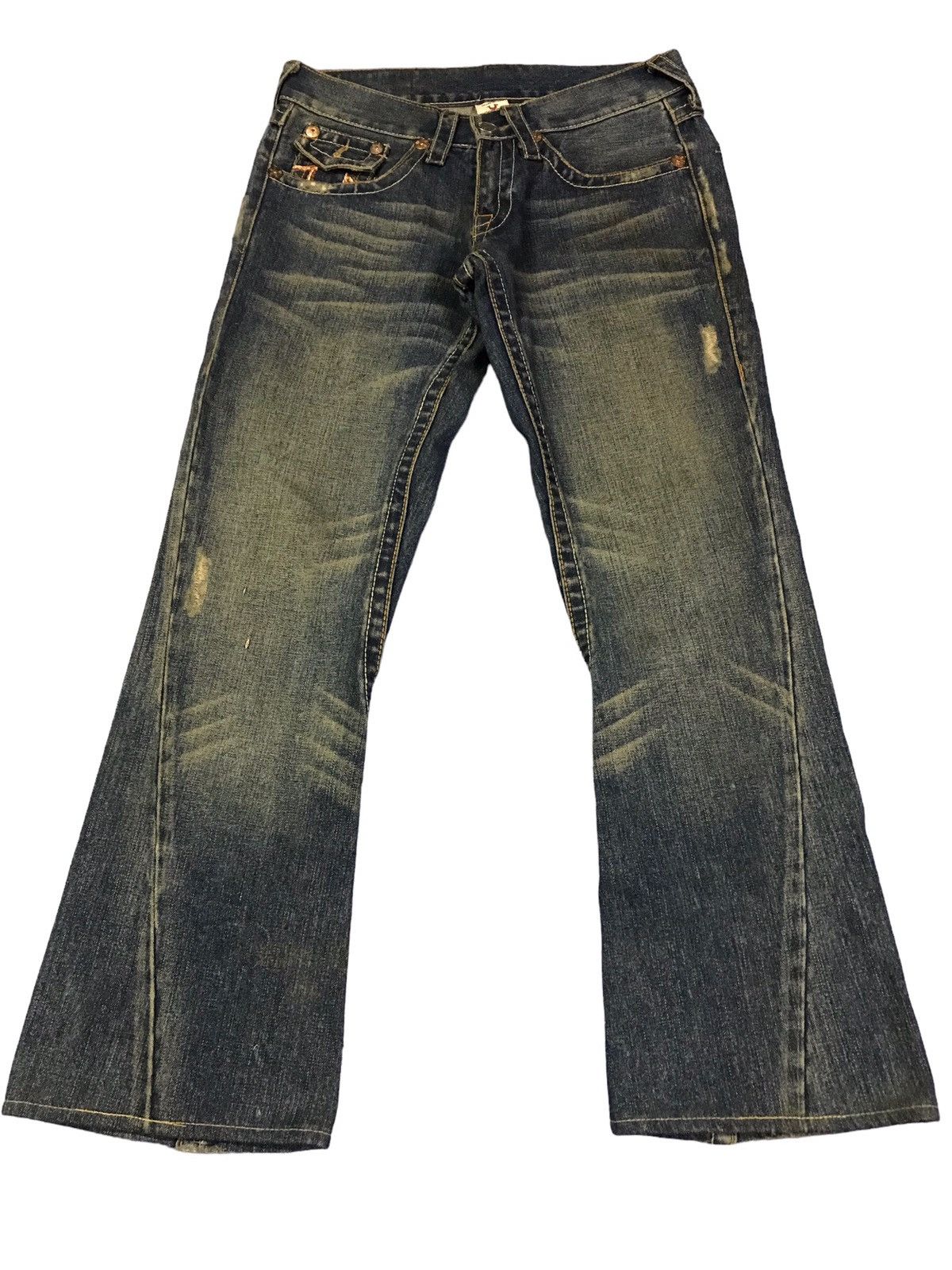 image of Best Offervtg True Religion Joey Big T Flared Jeans in Indigo, Men's (Size 32)