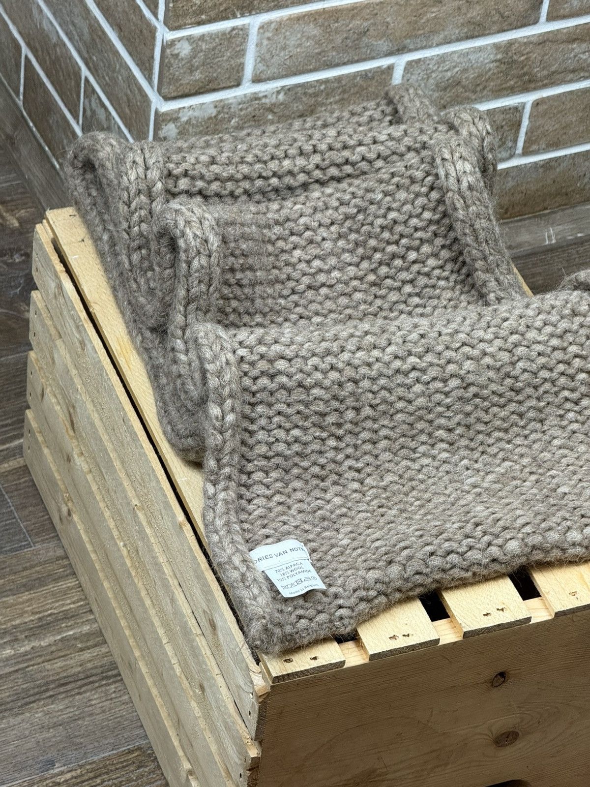 Dries Van Noten Vintage Dries van Noten Knitted Alpaca Beige Scarf Size ONE SIZE - 6 Thumbnail