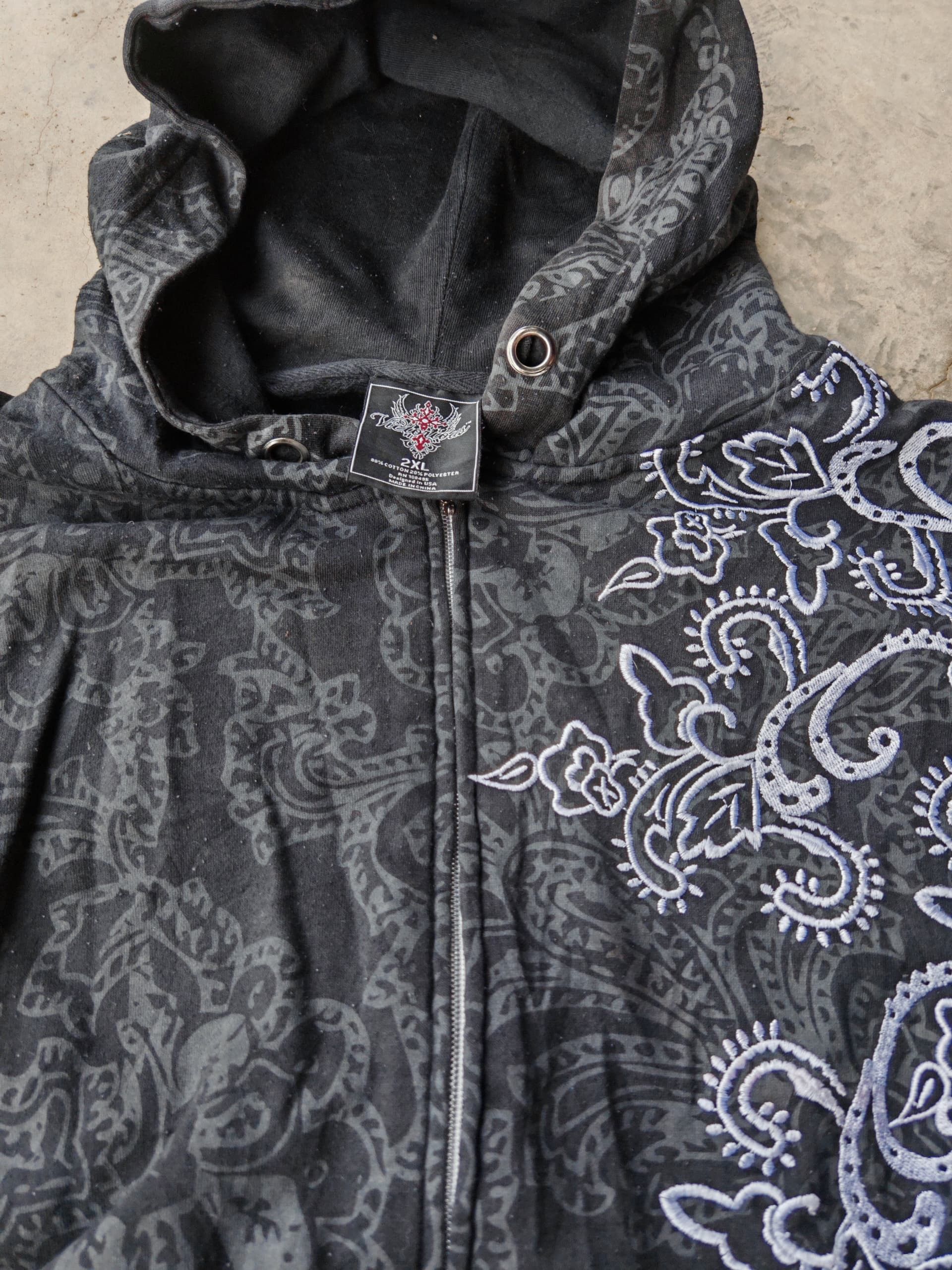 Christian Audigier 🔥Rare Vintage Victorious Embroidery Ed Hardy Style Hoodie Size US XXL / EU 58 / 5 - 6 Thumbnail
