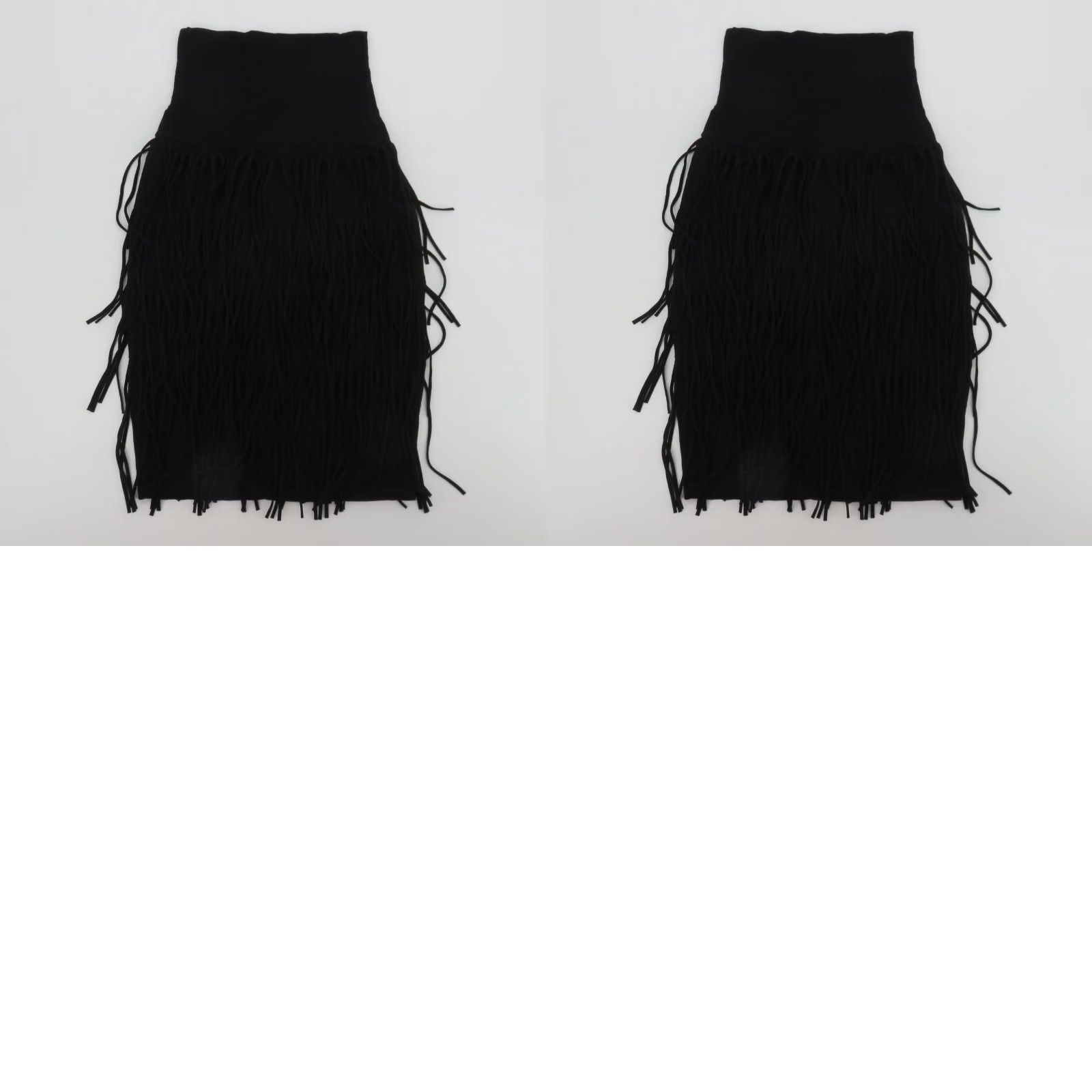 Vintage The Furies Women Extra Small XS Black Plaid Check Fringe Stretch Pencil Skirt Size 26" / US 2 / IT 38 - 8 Thumbnail