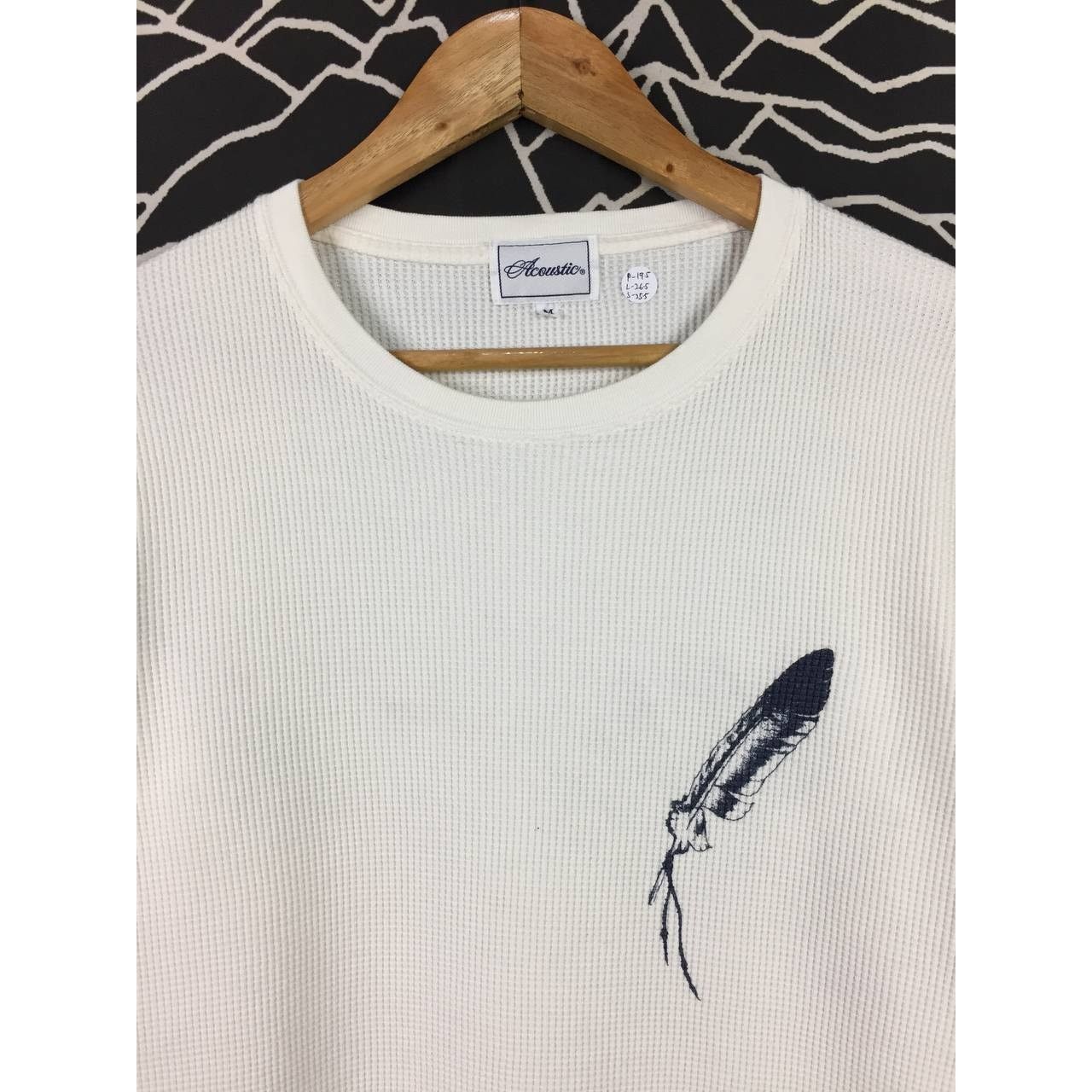 Japanese Brand × Vintage Acoustic Feather Graphic Waffle Knit Longsleeve Tee Size US M / EU 48-50 / 2 - 3 Thumbnail
