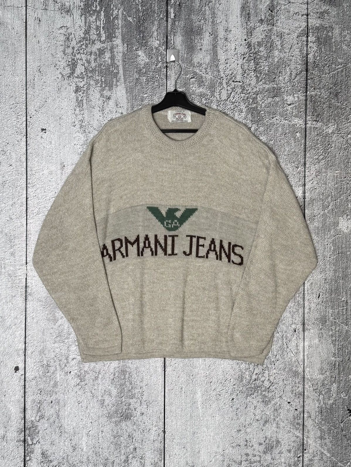Vintage 80s-90s Armani Jeans Knit Sweater Big Logo GA Eagle