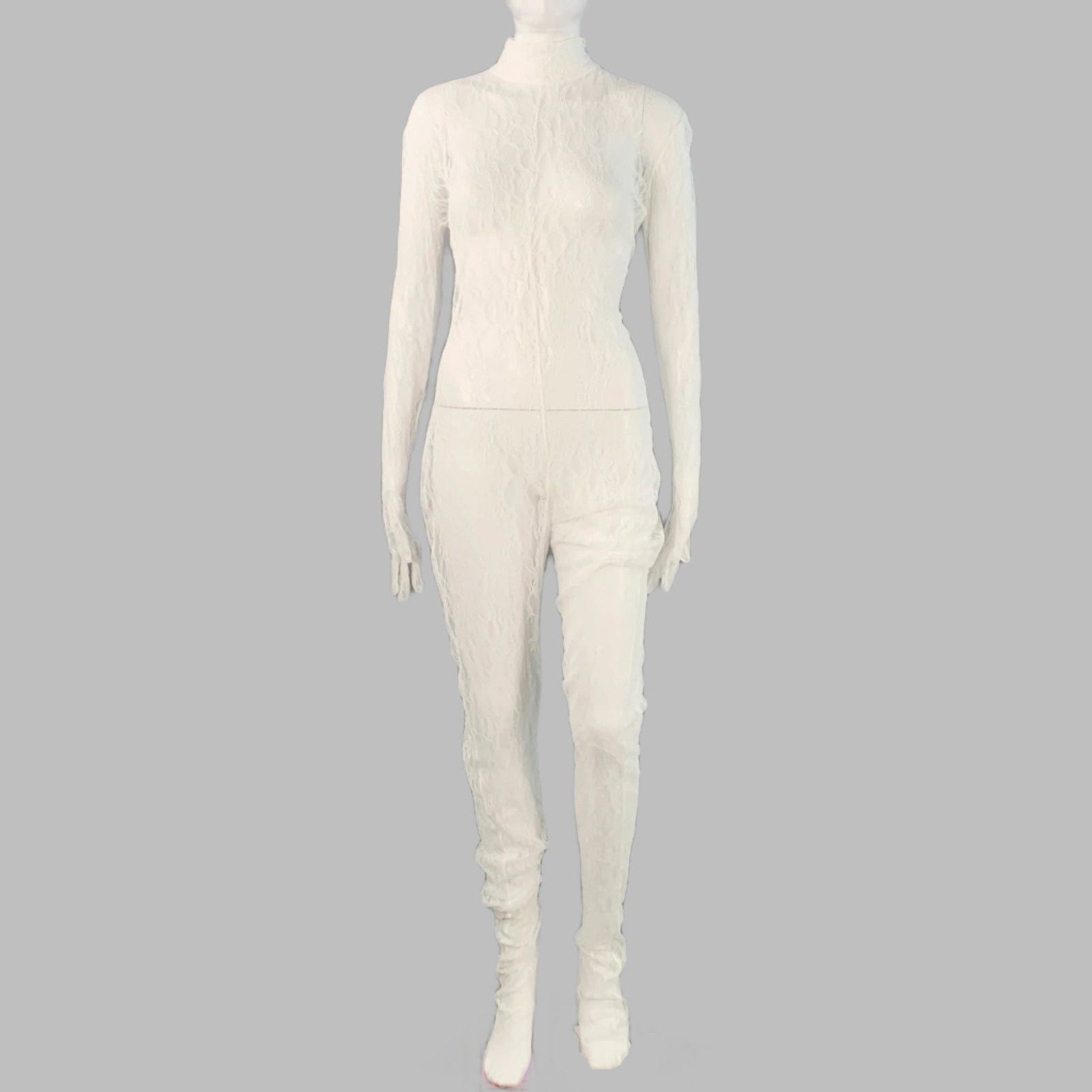Other Size M White See Through Polyester Lace Bodysuit Size M / US 6-8 / IT 42-44 - 1 Thumbnail