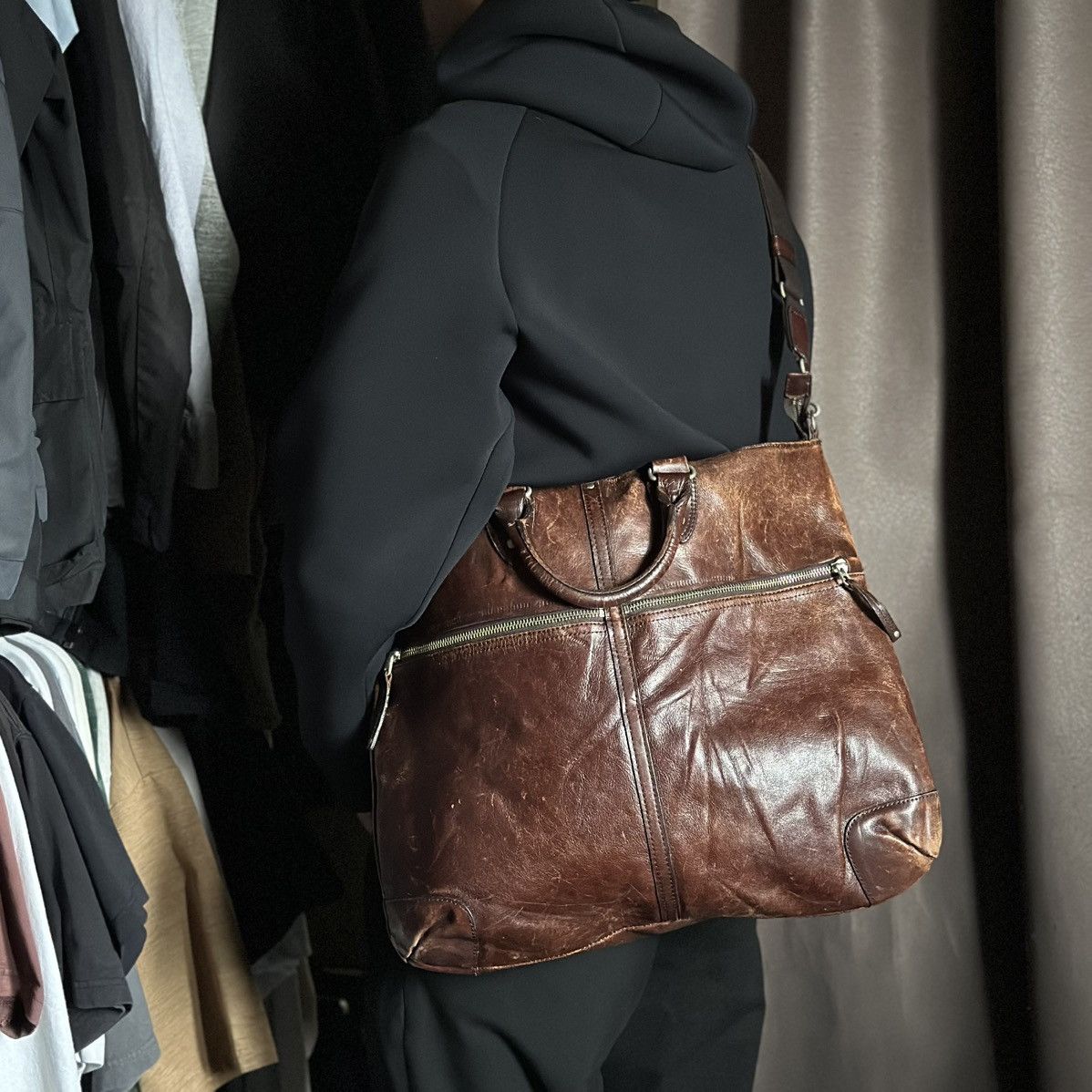 Japanese Brand ARTBERG JAPAN 2 WAY LEATHER BAG Size ONE SIZE - 13 Thumbnail