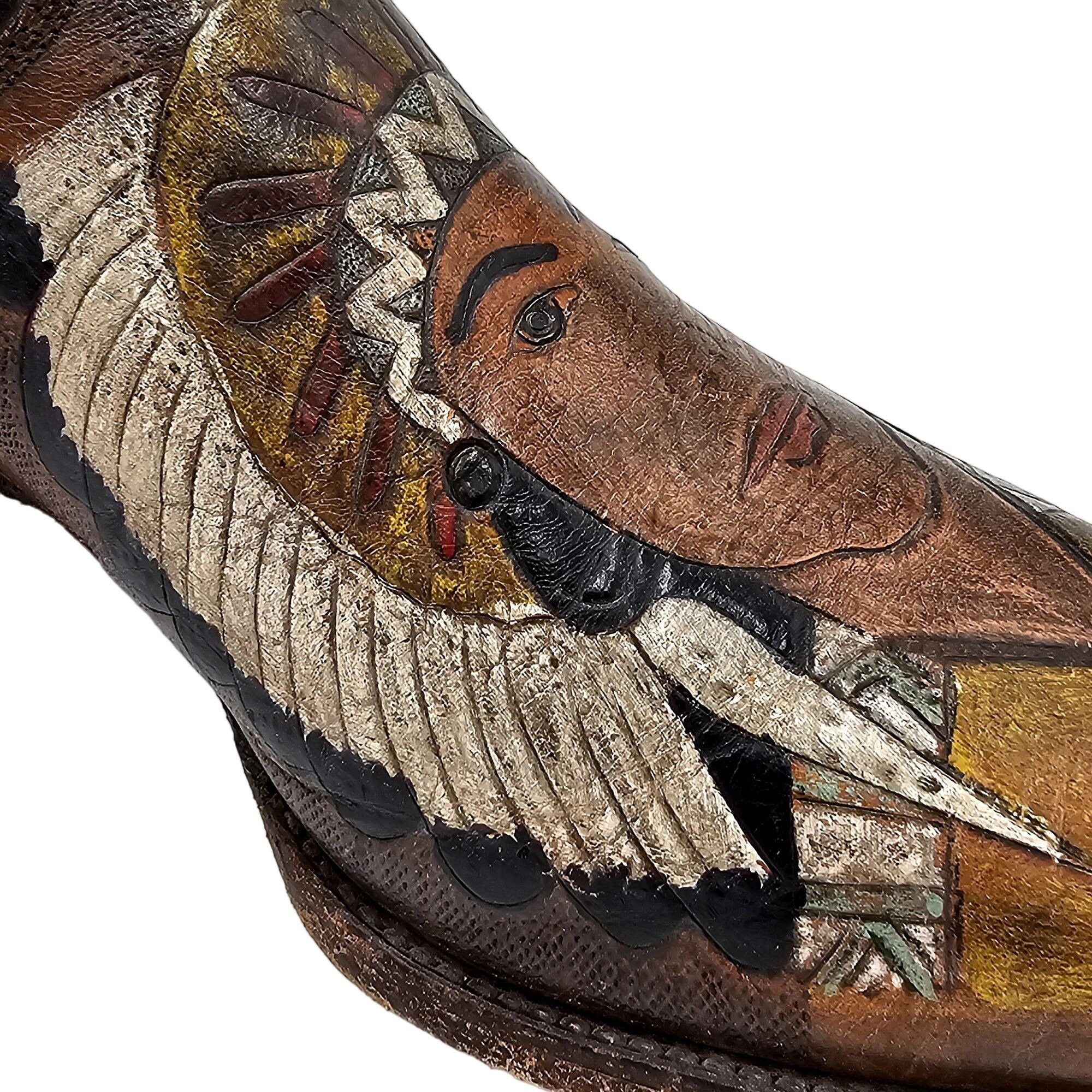 Other Custom 9D Hand Tooled/ Painted Native American Chief boots Size US 9 / EU 42 - 20 Thumbnail