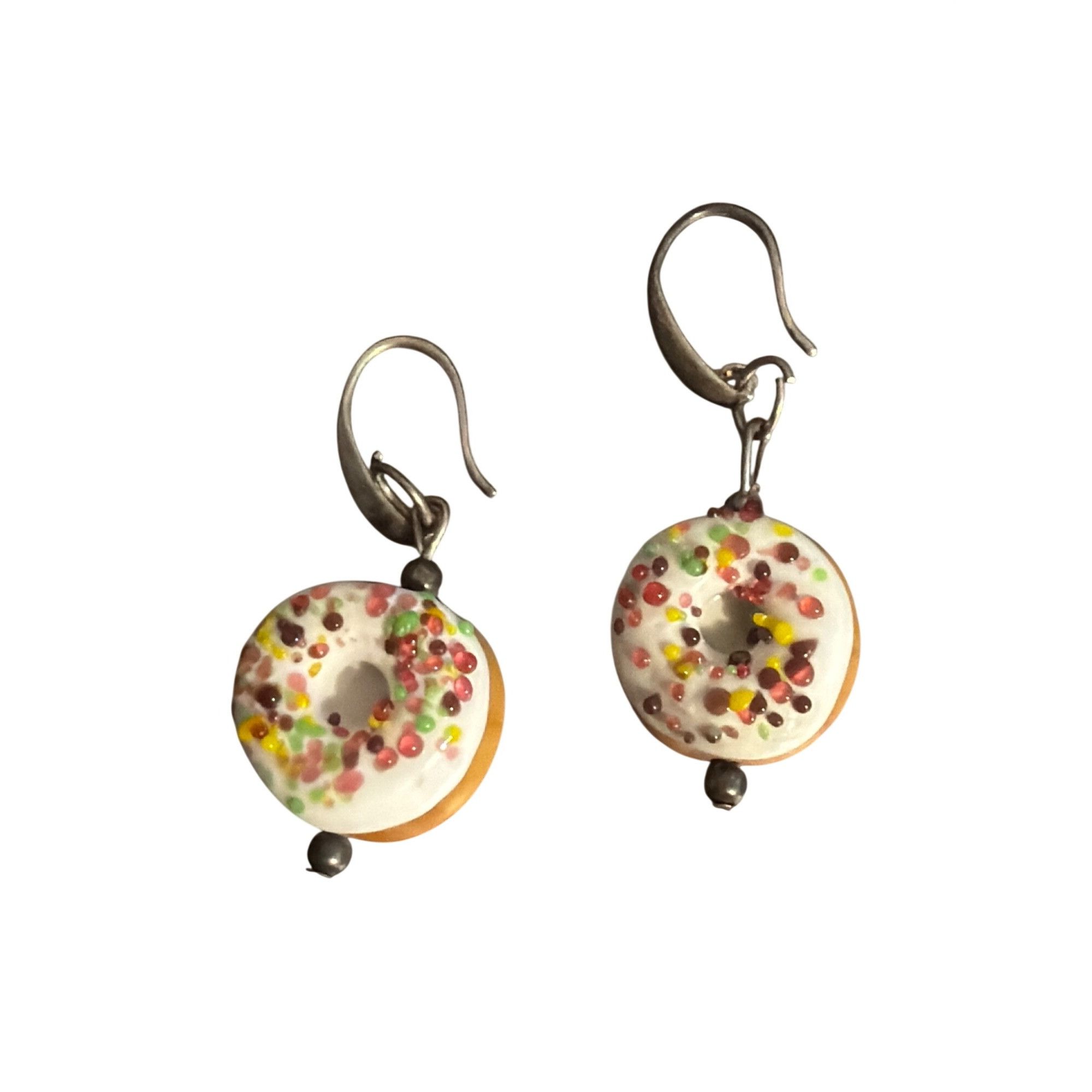 Other Handcrafted Donut Glass Dangle Earrings Multicolor Sprinkle Size ONE SIZE - 1 Thumbnail