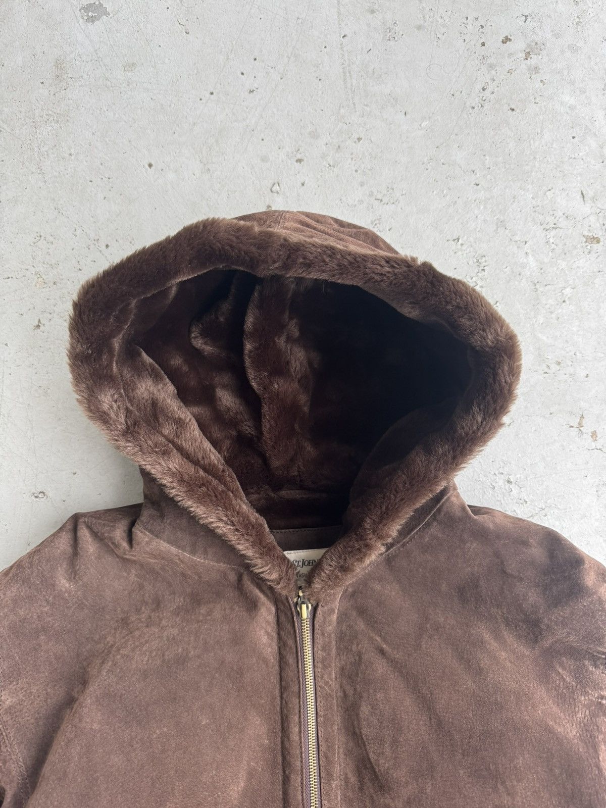 St. Johns Bay Vintage St. John’s Bay Full Zip Mocha Fur Lined Faded Jacket Size US L / EU 52-54 / 3 - 5 Thumbnail
