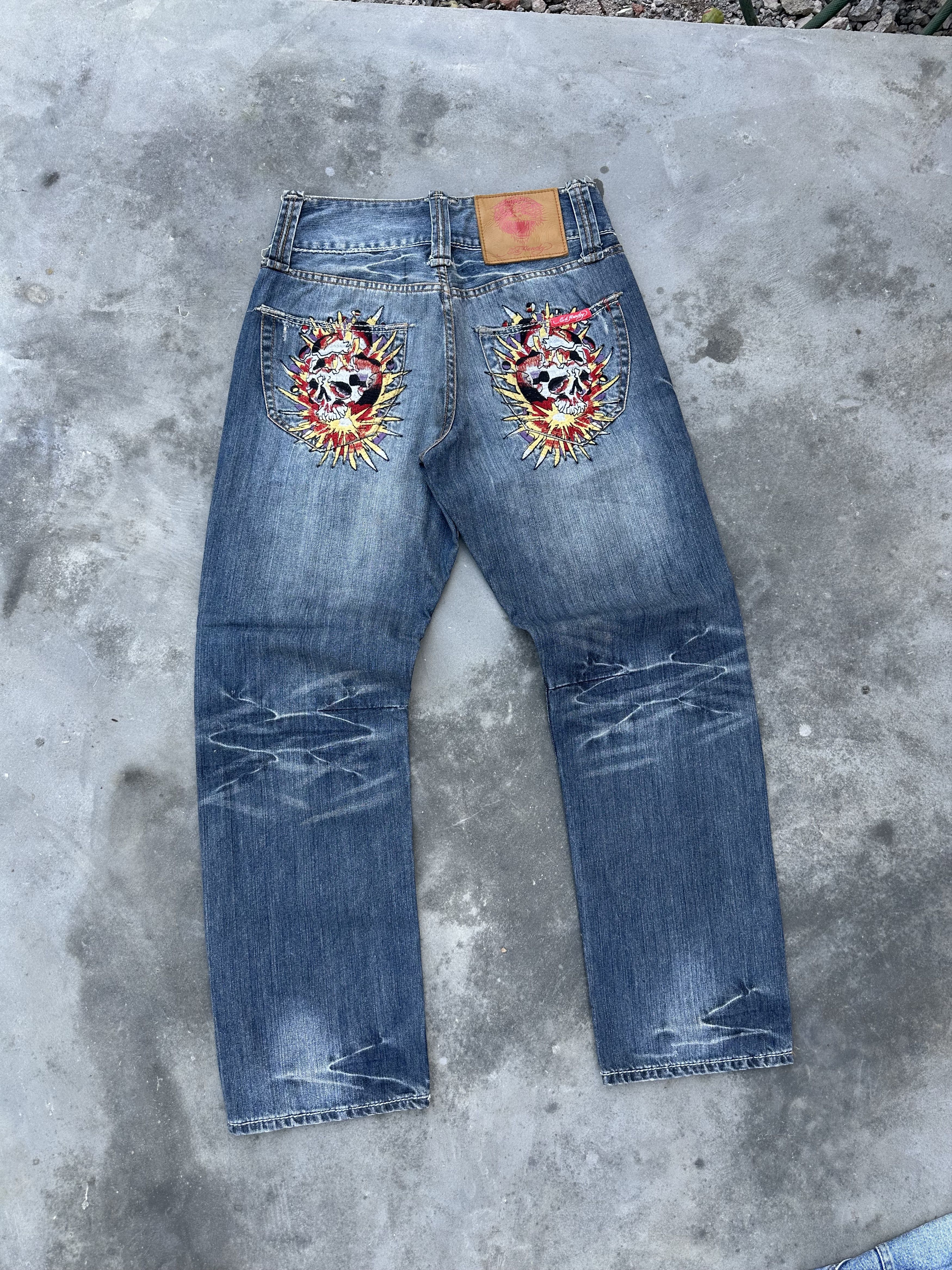 Ed Hardy Ed Hardy Skull Embroidered Denim Jeans Size US 32 / EU 48 - 1 Thumbnail