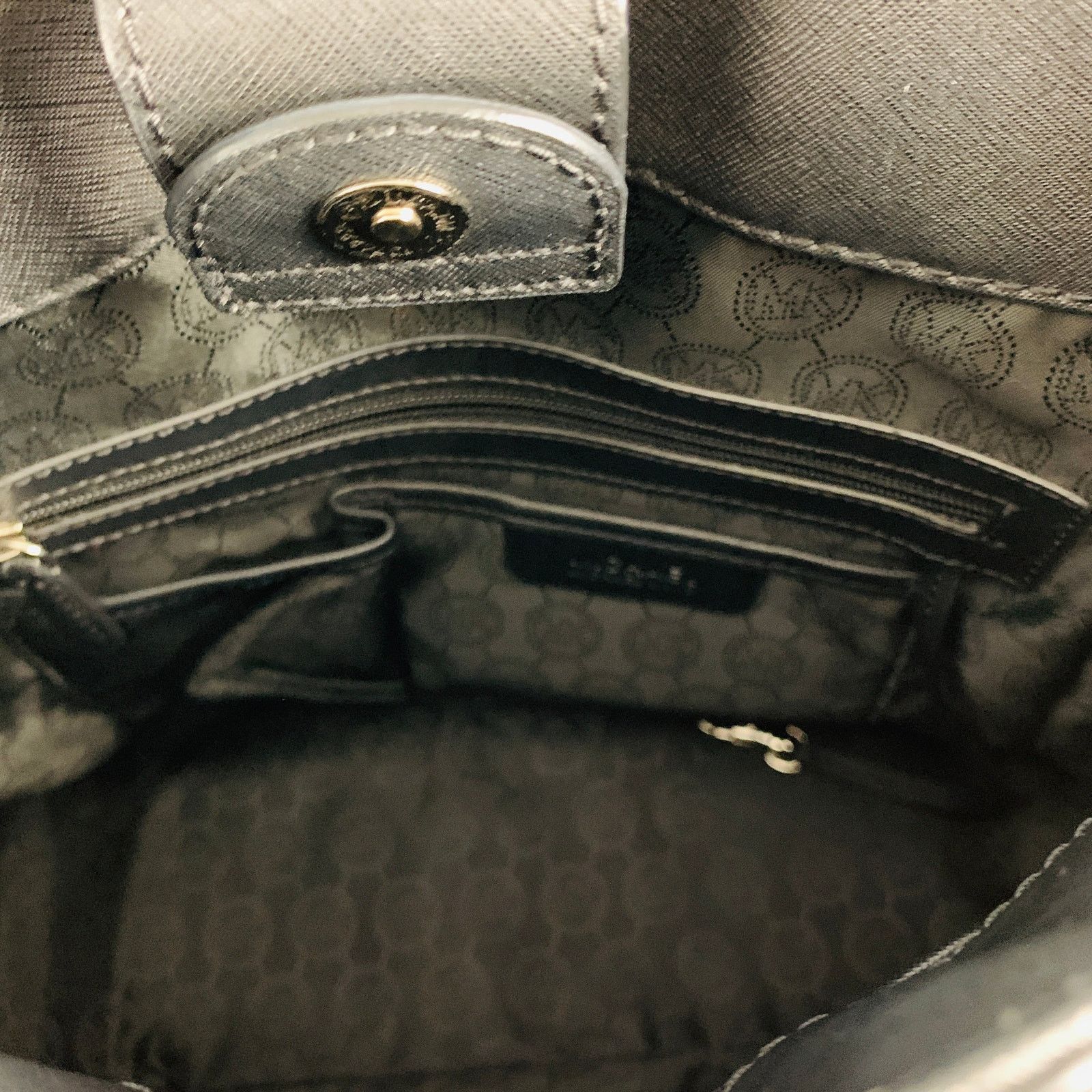 Michael Kors Black Studded Coated Canvas Tote Handbag Size ONE SIZE - 9 Thumbnail