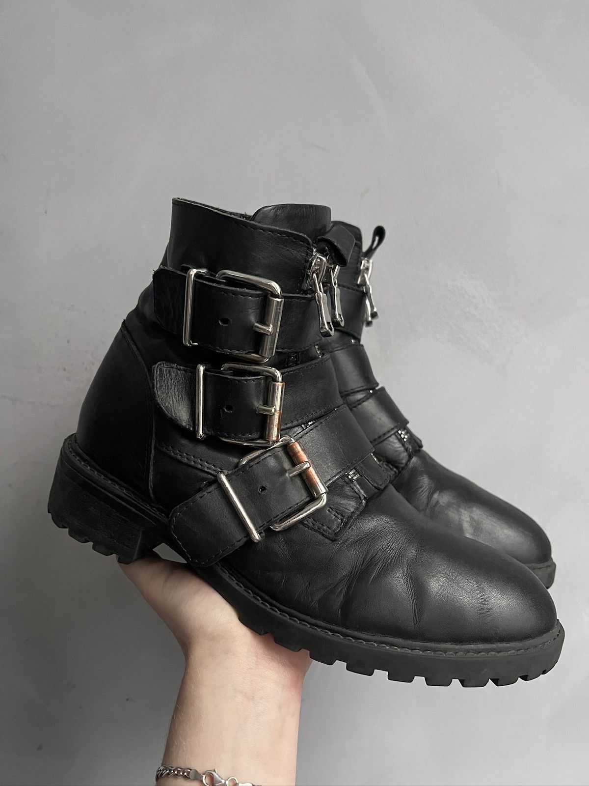 New Rock Opium leather ankle belted boots opium style new rock Size US 7.5 / EU 40-41 - 2 Thumbnail