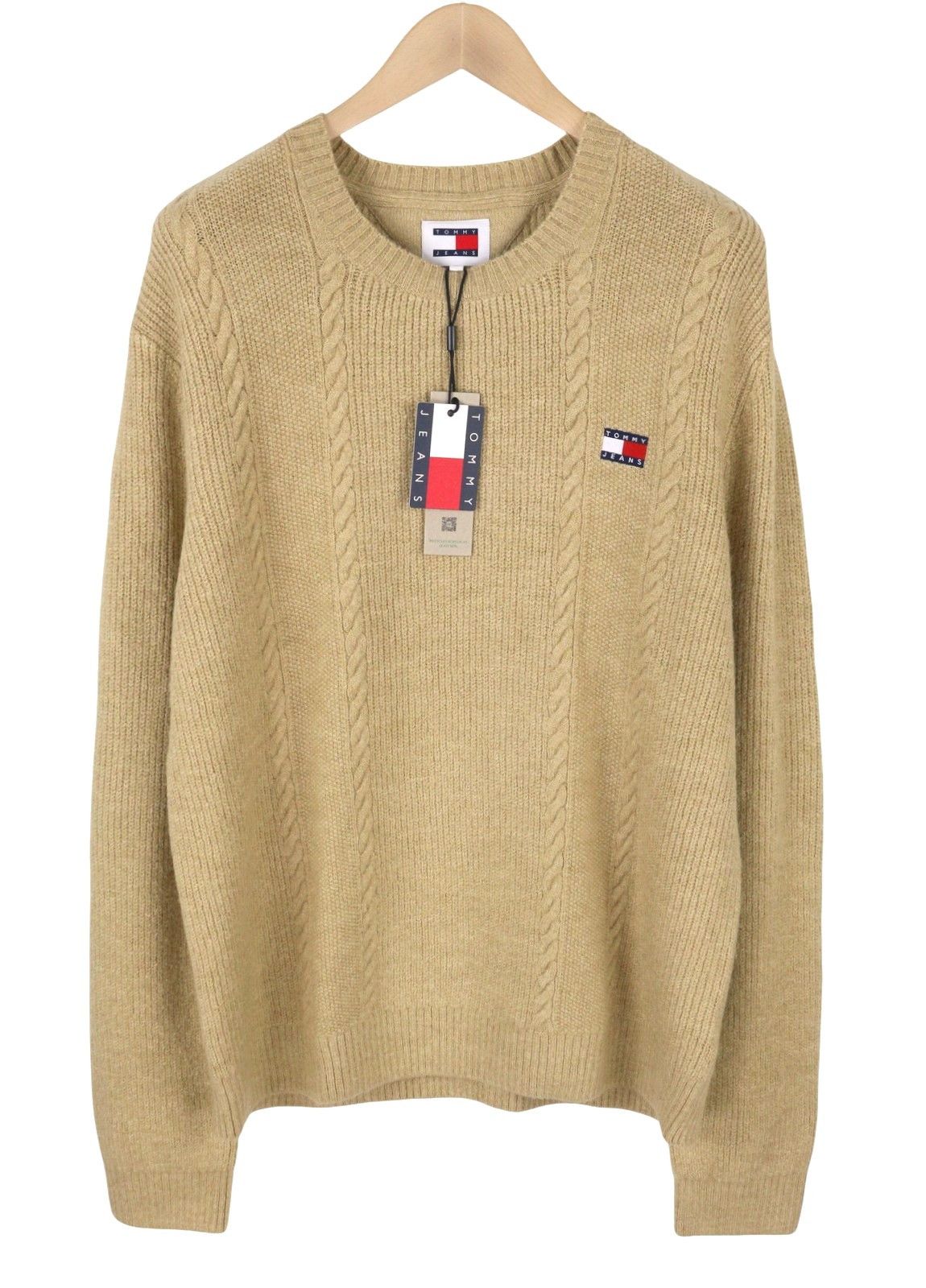 Tommy Hilfiger SLIM CABLE KNIT XL Gentle Gold Brown Jumper 87379 Size US XL / EU 56 / 4 - 1 Thumbnail