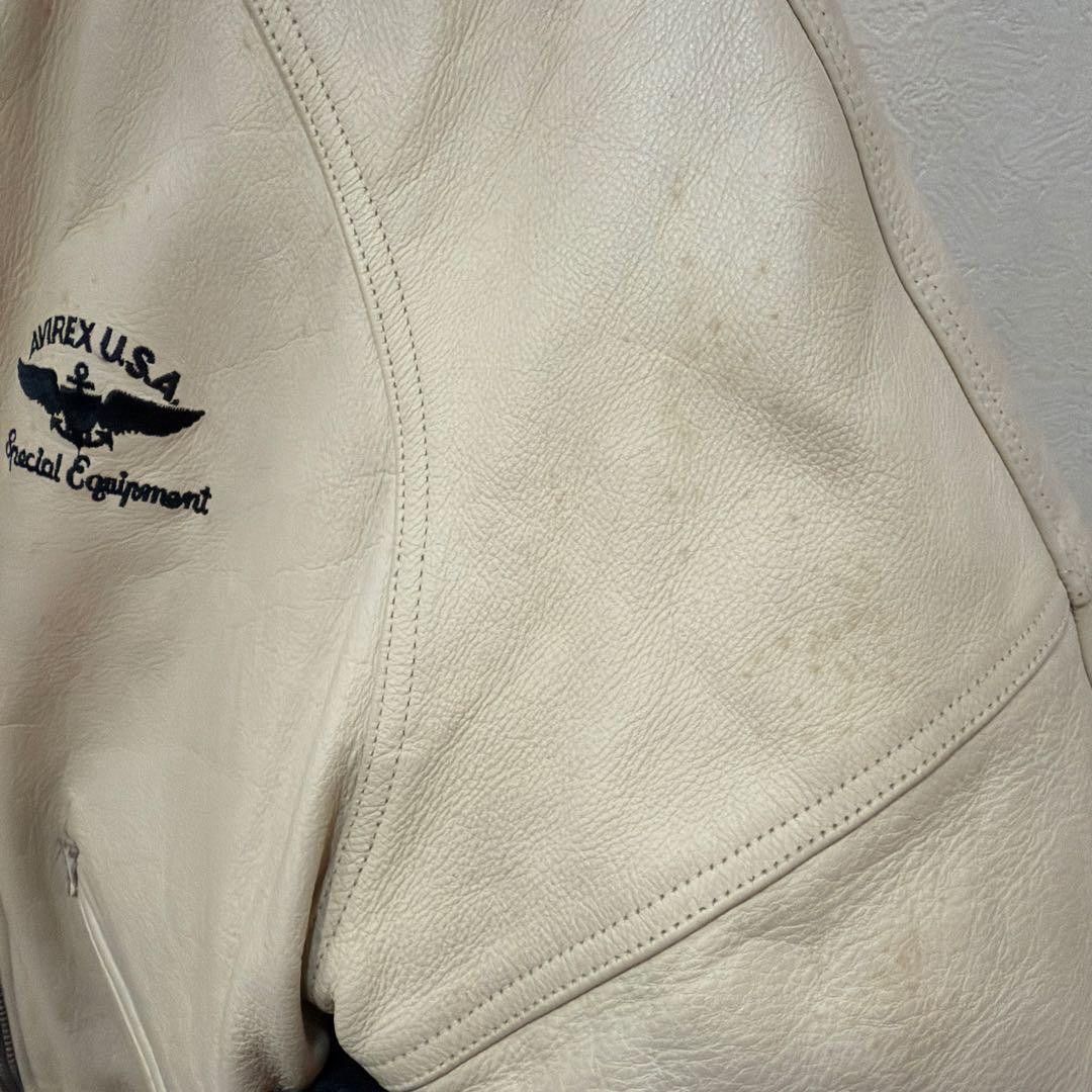 Avirex AVIREX USA Stadium Jacket White Leather XS Size US XS / EU 42 / 0 - 5 Thumbnail