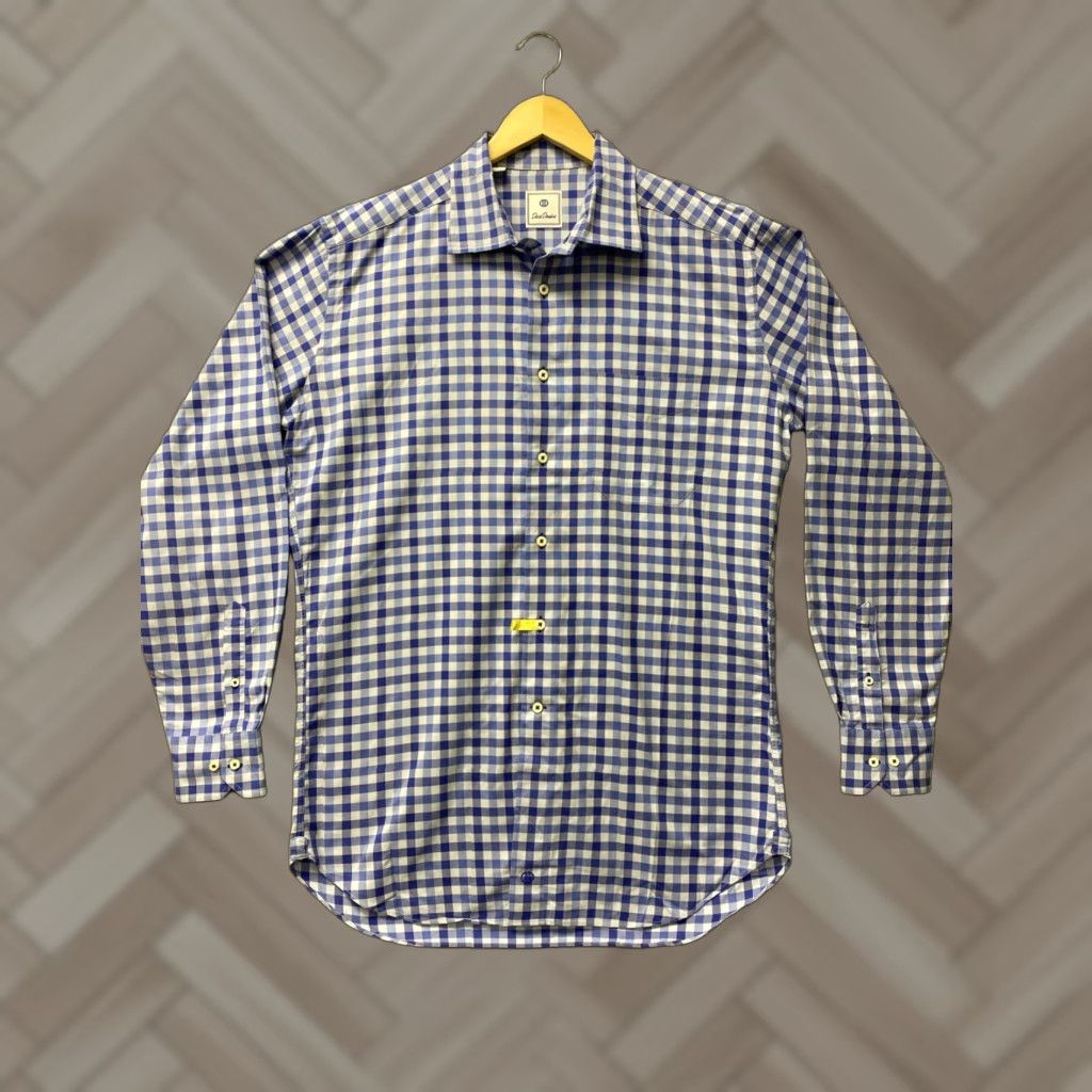 David Donahue DAVID DONAHUE Button Shirt Men’s XL blue Check Cotton Fit Size US XL / EU 56 / 4 - 1 Thumbnail
