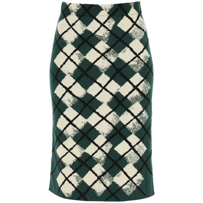 image of Burberry O1S22I1N0424 Knitted Midi Skirt In Green, Women's (Size 32)