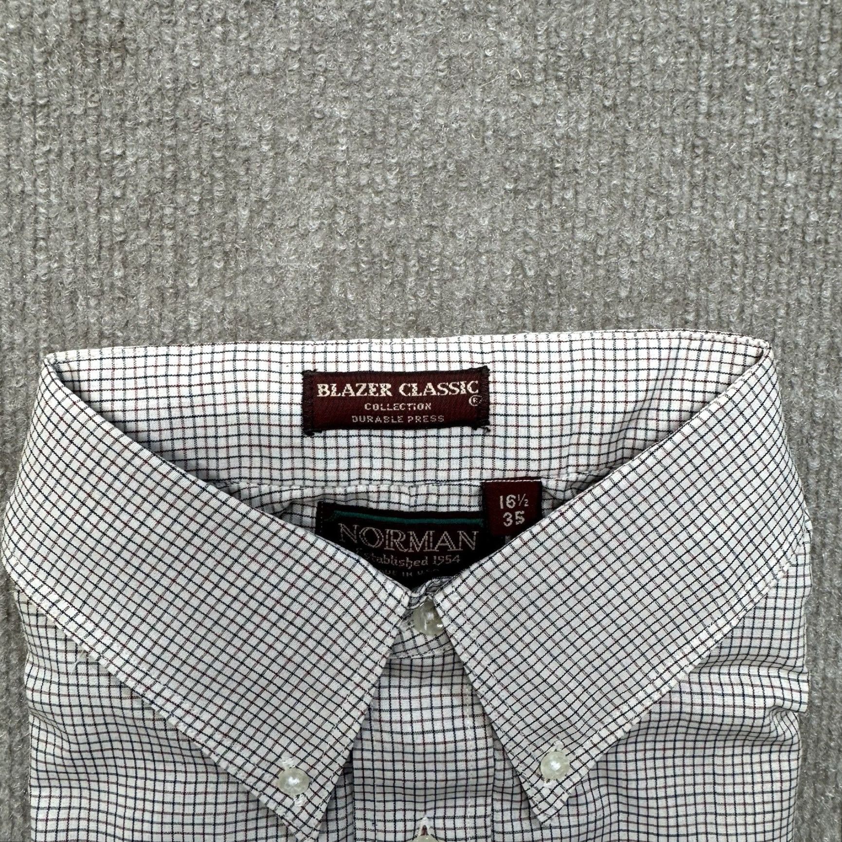 Vintage VINTAGE Norman Dress Shirt Mens Button-Down Check Stripe 15.5 White NOS Size 42R - 3 Thumbnail