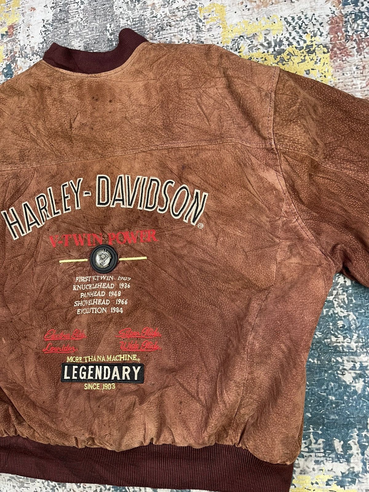 Harley Davidson Vtg Harley Davidson V-Twin Power Leather Bombers Size US XXL / EU 58 / 5 - 6 Thumbnail