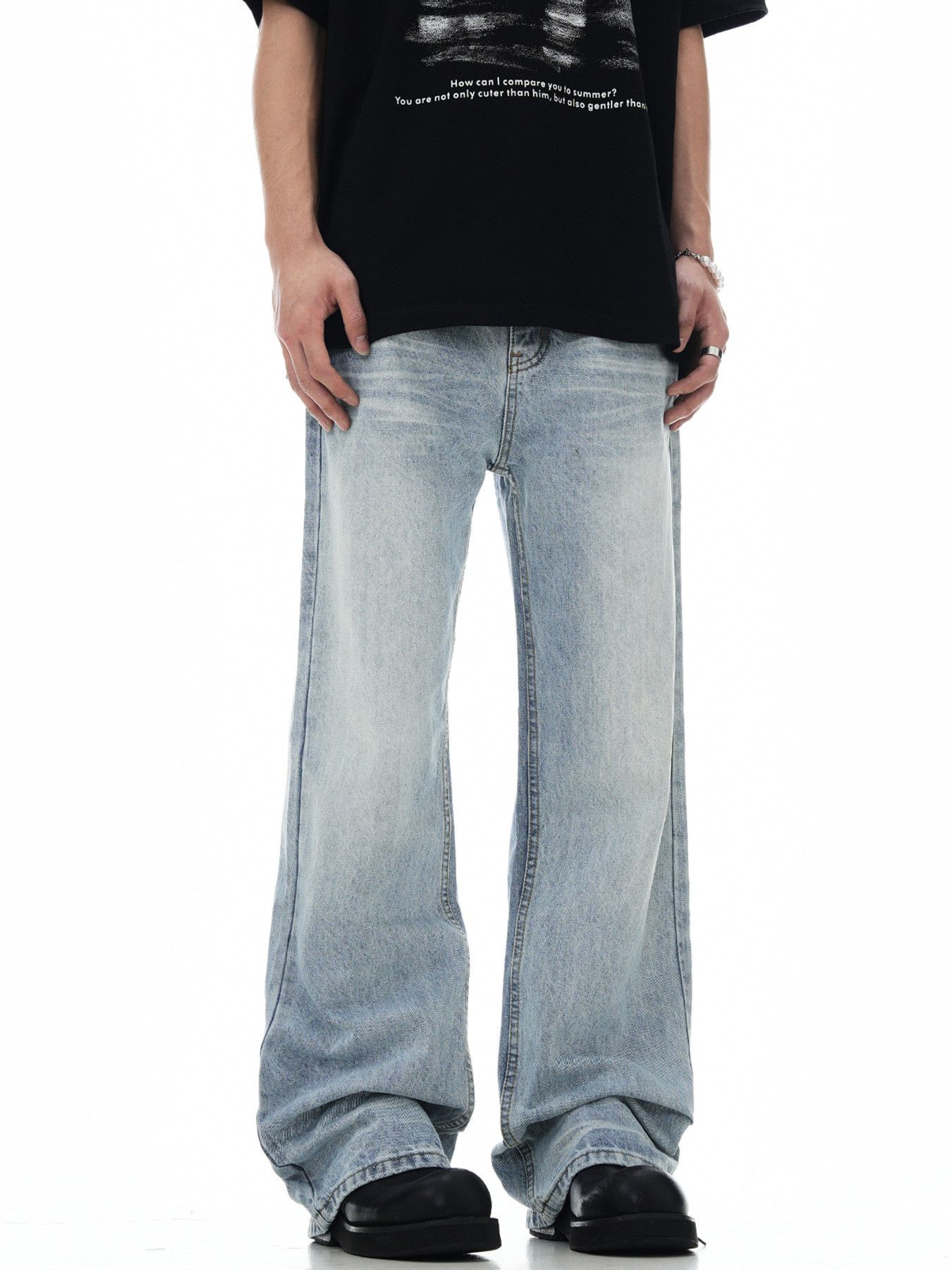 Japanese Brand American men's cleanfit retro casual loose flared jeans Size US 32 / EU 48 - 3 Thumbnail