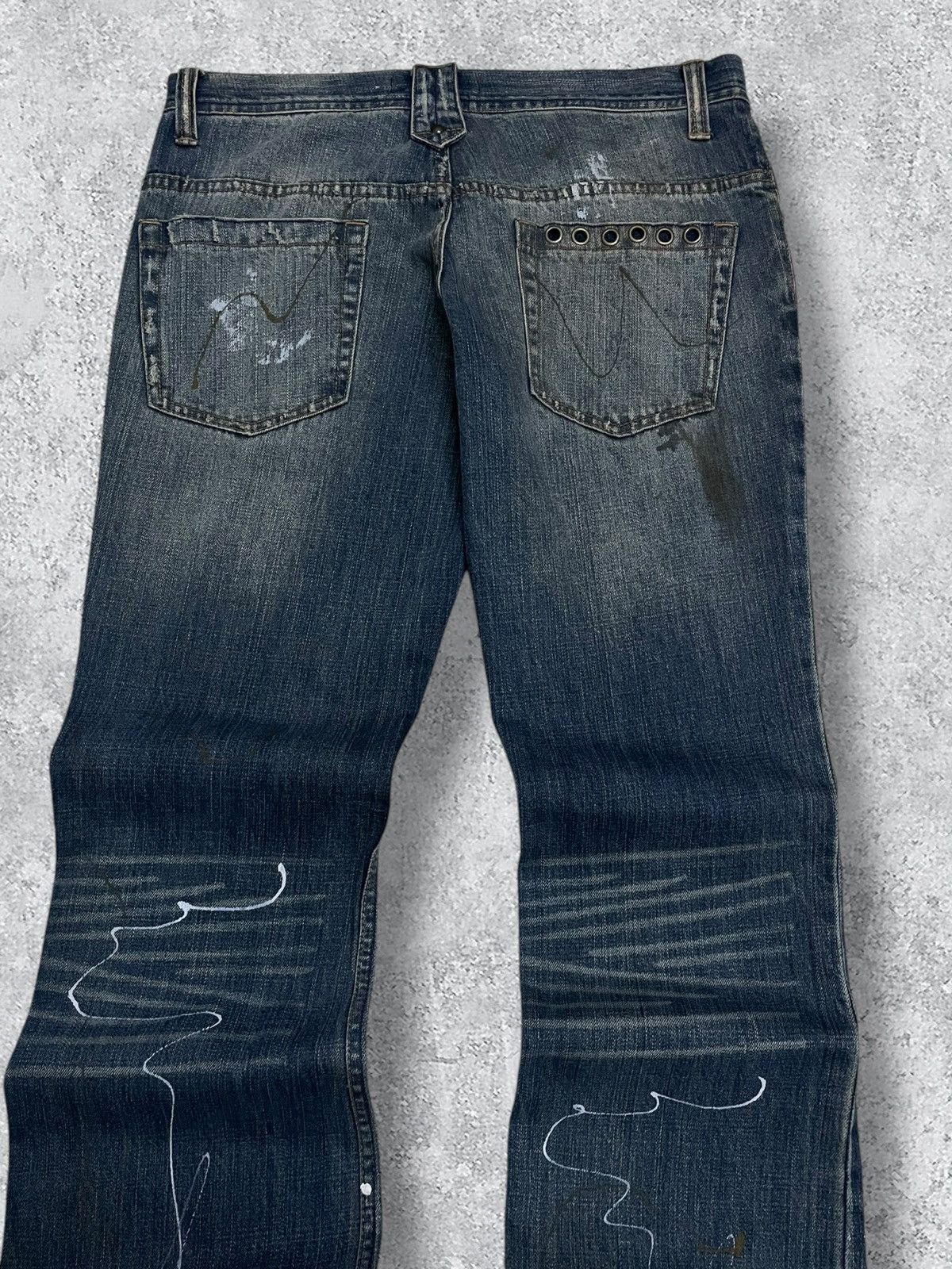 Japanese Brand Vintage 1990s Japan Designer Root Three Splash Flared Denim Size US 32 / EU 48 - 13 Thumbnail