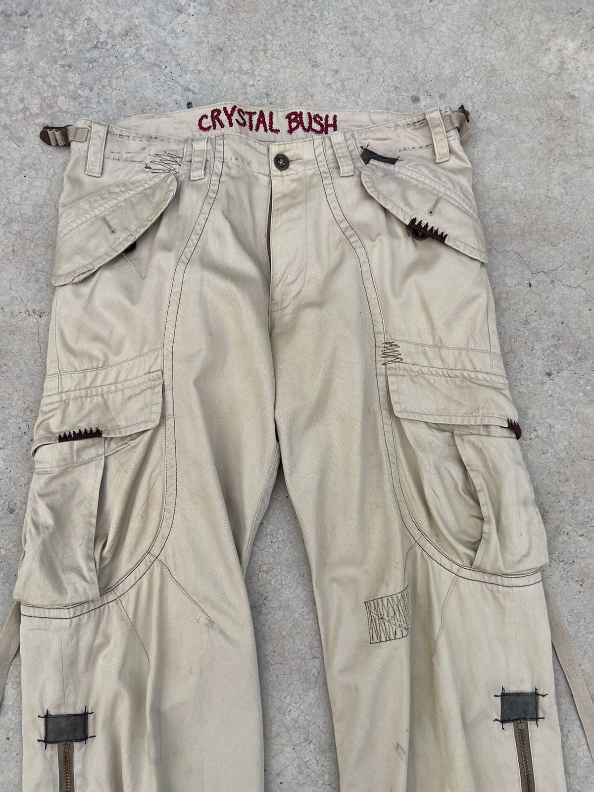 If Six Was Nine 🔥 Crystal Bush Cargo pants bondage hysteria distressed Size US 35 - 2 Thumbnail