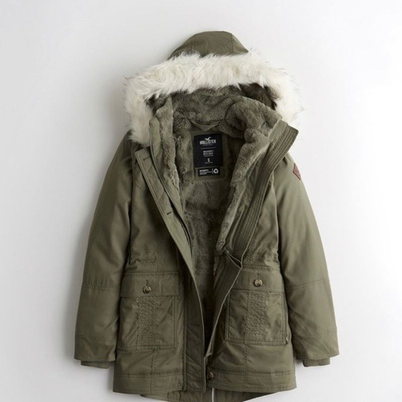 Hollister Hollister Y2K Sherpa Lined Parka Olive Green Womens XS Size XS / US 0-2 / IT 36-38 - 10 Thumbnail