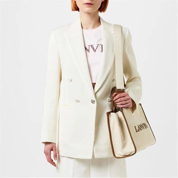 Lanvin o1g2r1mq1024 Double Breasted Tailored Jacket in Off White Size XS / US 0-2 / IT 36-38 - 3 Thumbnail