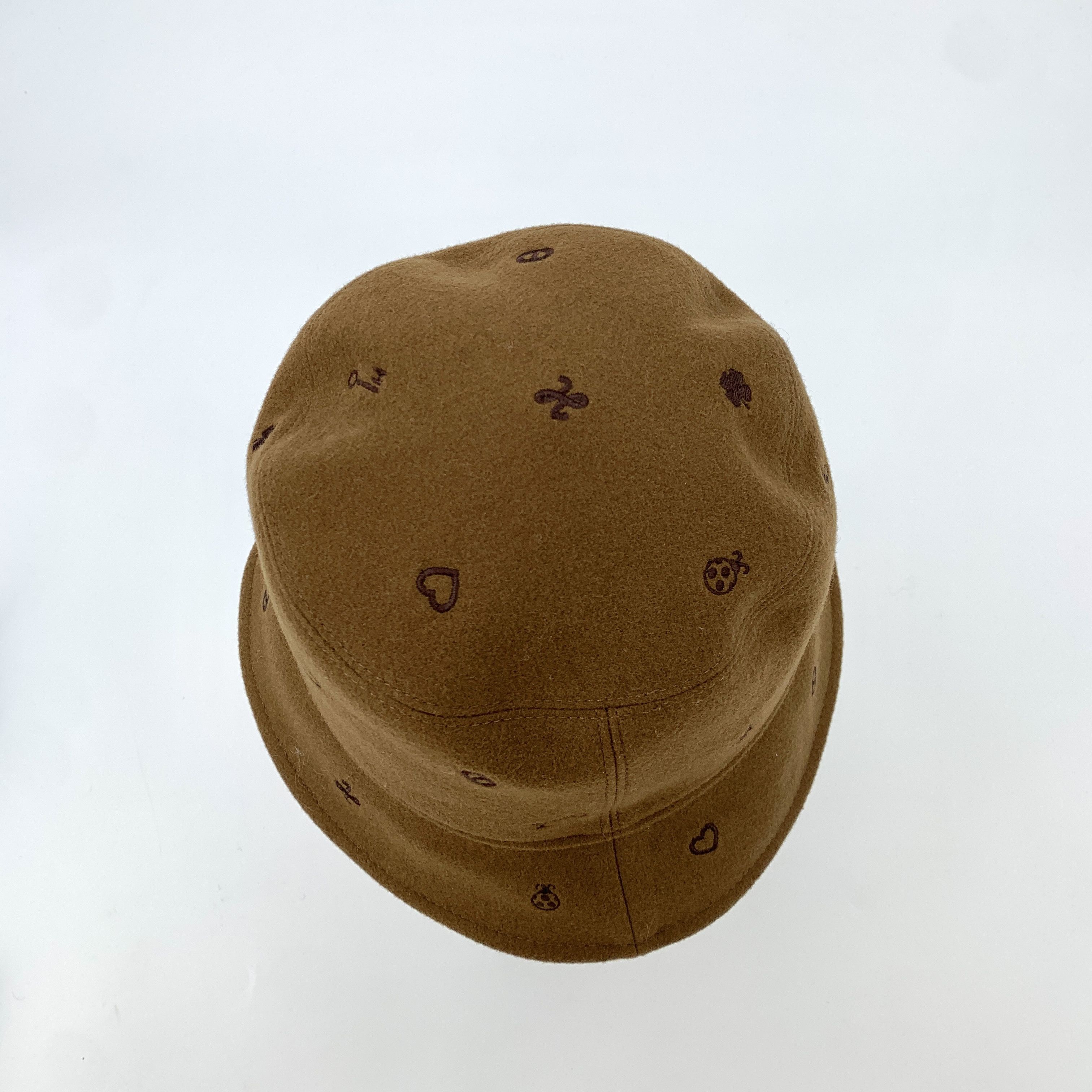 Hermes Hermès Brown Embroidered Cashmere Bucket Hat (Size 60cm) Size ONE SIZE - 5 Thumbnail
