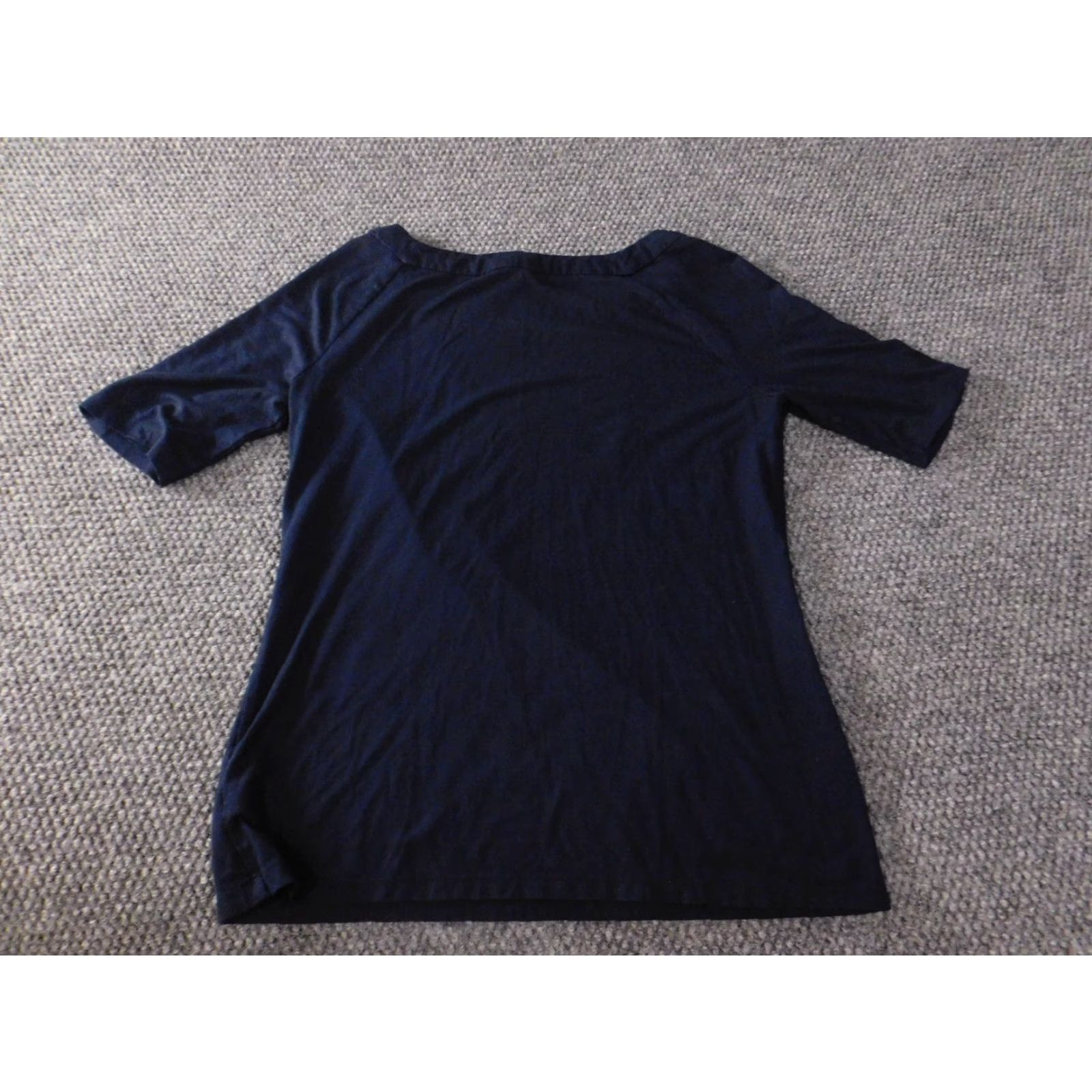 Talbots Talbots Womens Blouse S Blue Crew Neck Short Sleeve Solid Rayon Spandex Pullover Casual Classic Buttondetails Women Shirt Size S / US 4 / IT 40 - 7 Thumbnail