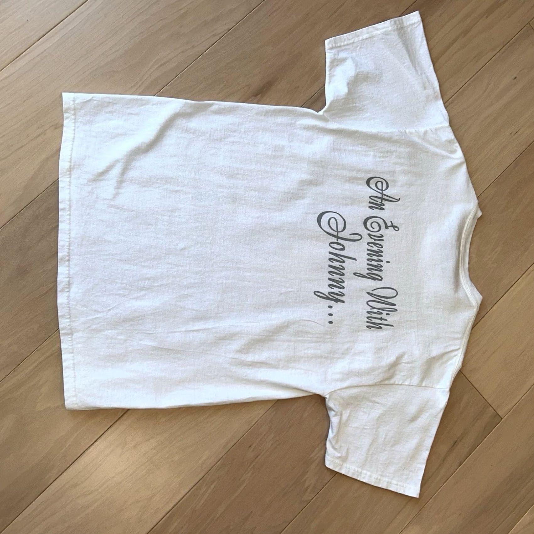 Vintage VINTAGE Johnny Gill An Evening With Johnny Concert Tee White T-Shirt Large Mens Black Graphic Print 90s Tour Band Music Shirt Size US L / EU 52-54 / 3 - 4 Thumbnail