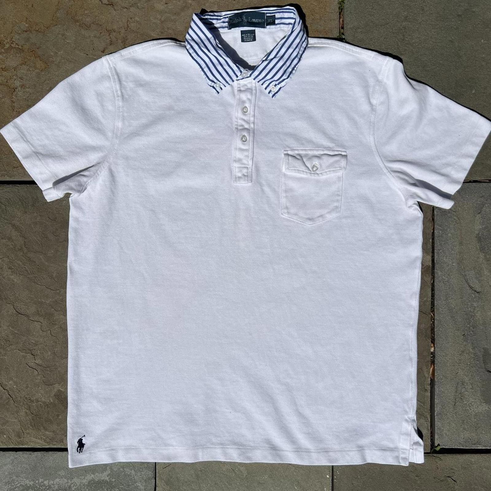 Polo Ralph Lauren Y2K Polo by Ralph Lauren Poplin Stripe Collar Pique Polo Size US XL / EU 56 / 4 - 1 Thumbnail