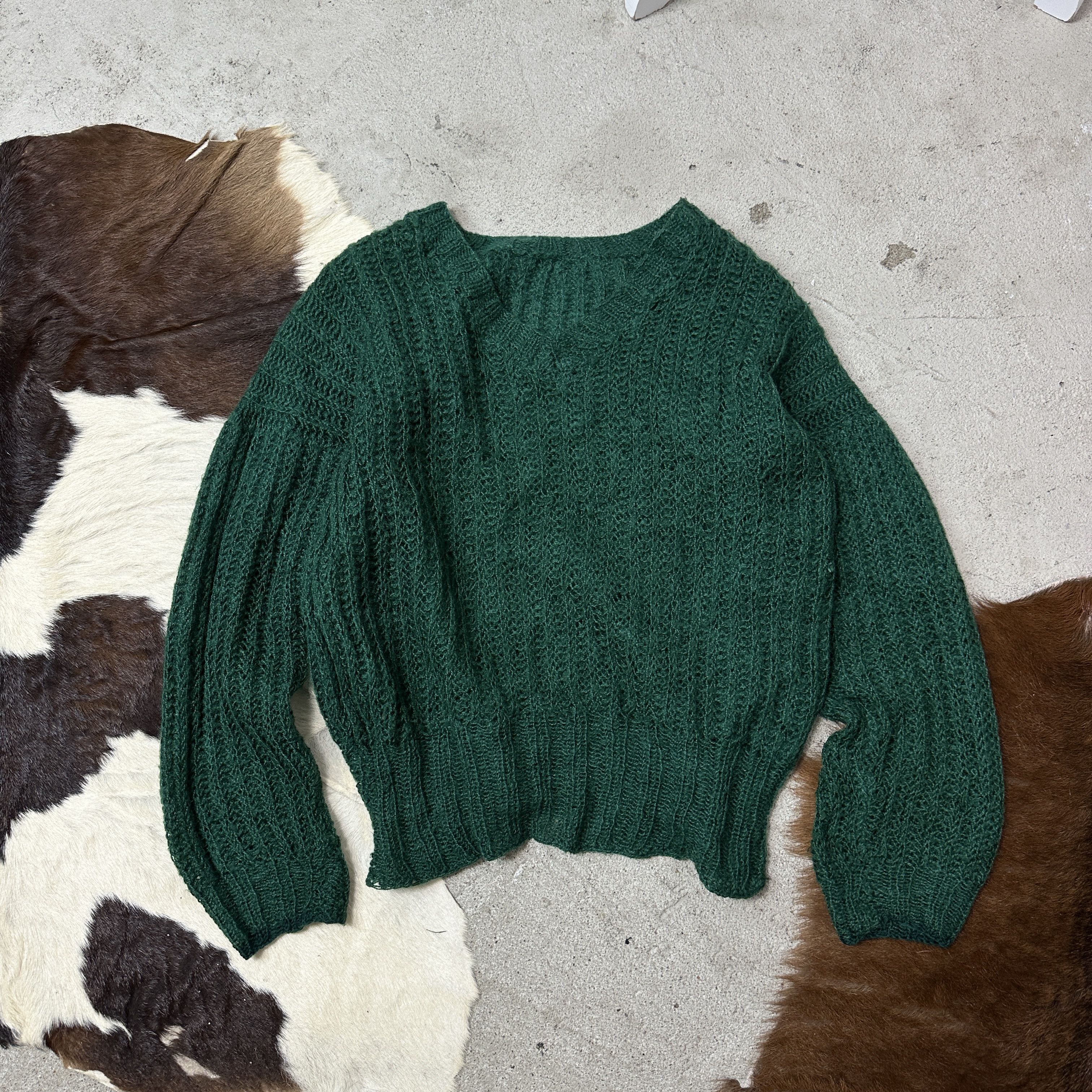 Vintage Vintage Mesh Loose Knit Forest Green Sweater Y2K Size M / US 6-8 / IT 42-44 - 2 Thumbnail