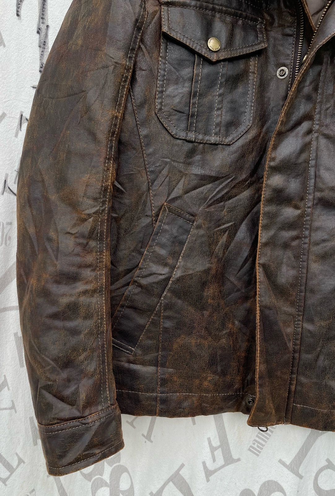 14th Addiction × Japanese Brand × KMRii 🔥Vintage Rattle Trap Synthetic Leather Raiders Wax Jacket Size US M / EU 48-50 / 2 - 8 Thumbnail
