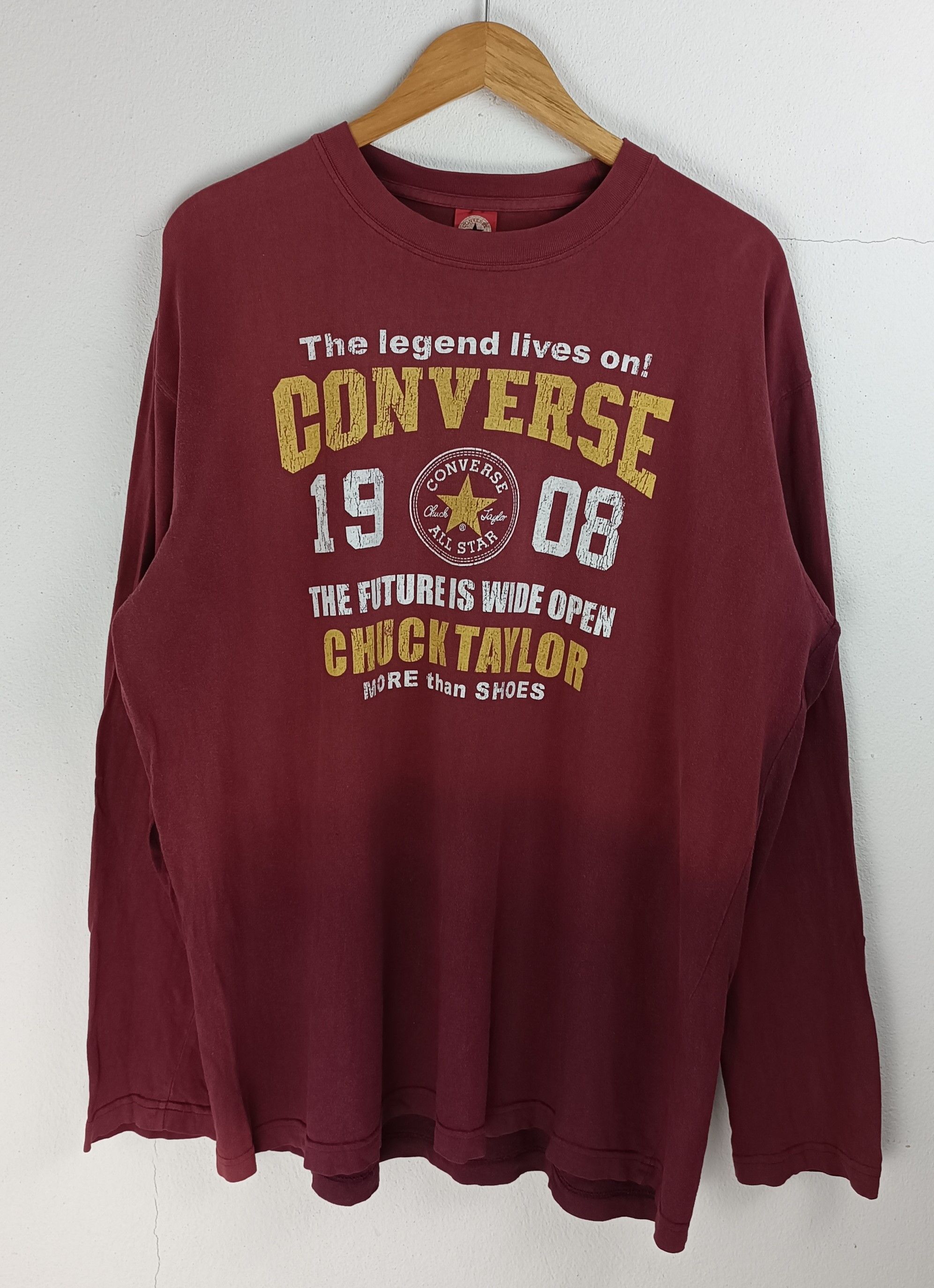 Converse THRASHED FADED VINTAGE Y2K CONVERSE CHUCK TAYLOR L/S TEE Size US XL / EU 56 / 4 - 3 Thumbnail