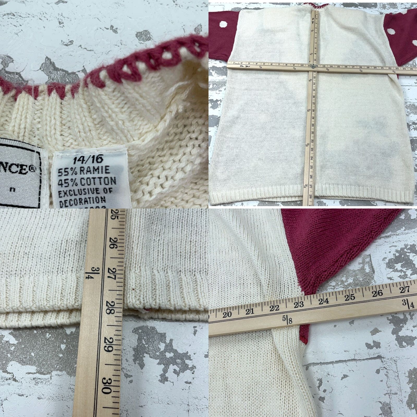 Vintage VINTAGE Maggie Lawrence Cardigan Women L Pink Polka Dot Knit Sweater, All Seasons, Lightweight, Pockets, Button, V-Neck, Cap Sleeve, Regular Size L / US 10 / IT 46 - 8 Thumbnail