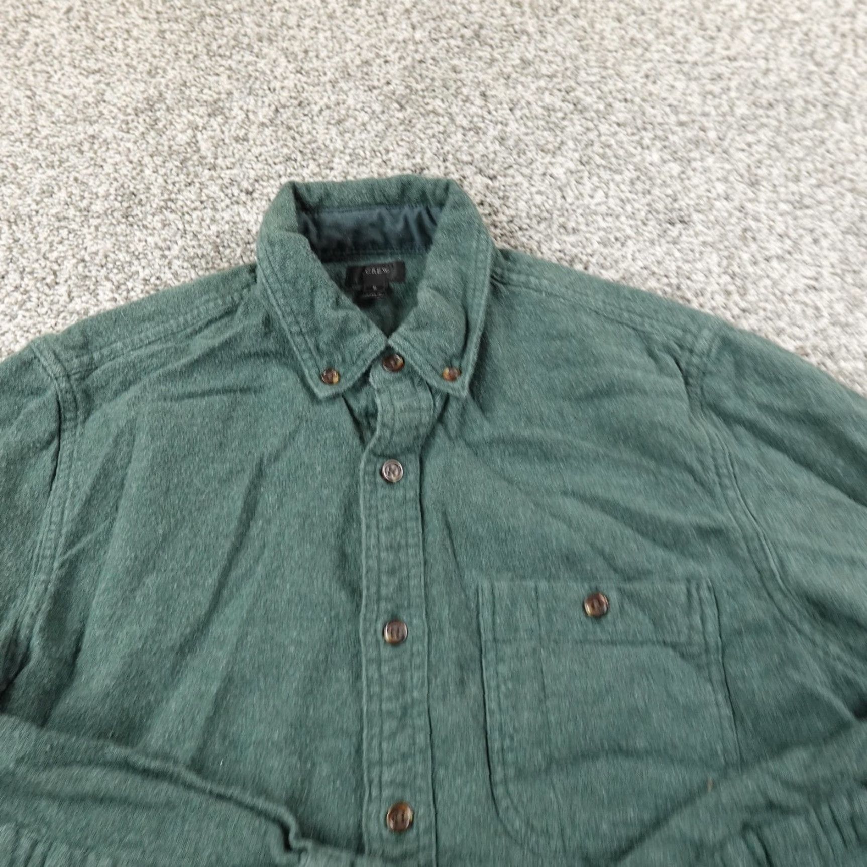 J.Crew J. Crew Shirt Mens S Green Chamois Flannel Suede Elbow Patch Button Up Wool Warm, Button-Up, Cotton/Wool/Suede, Long Sleeve, Navy? Size US S / EU 44-46 / 1 - 3 Thumbnail
