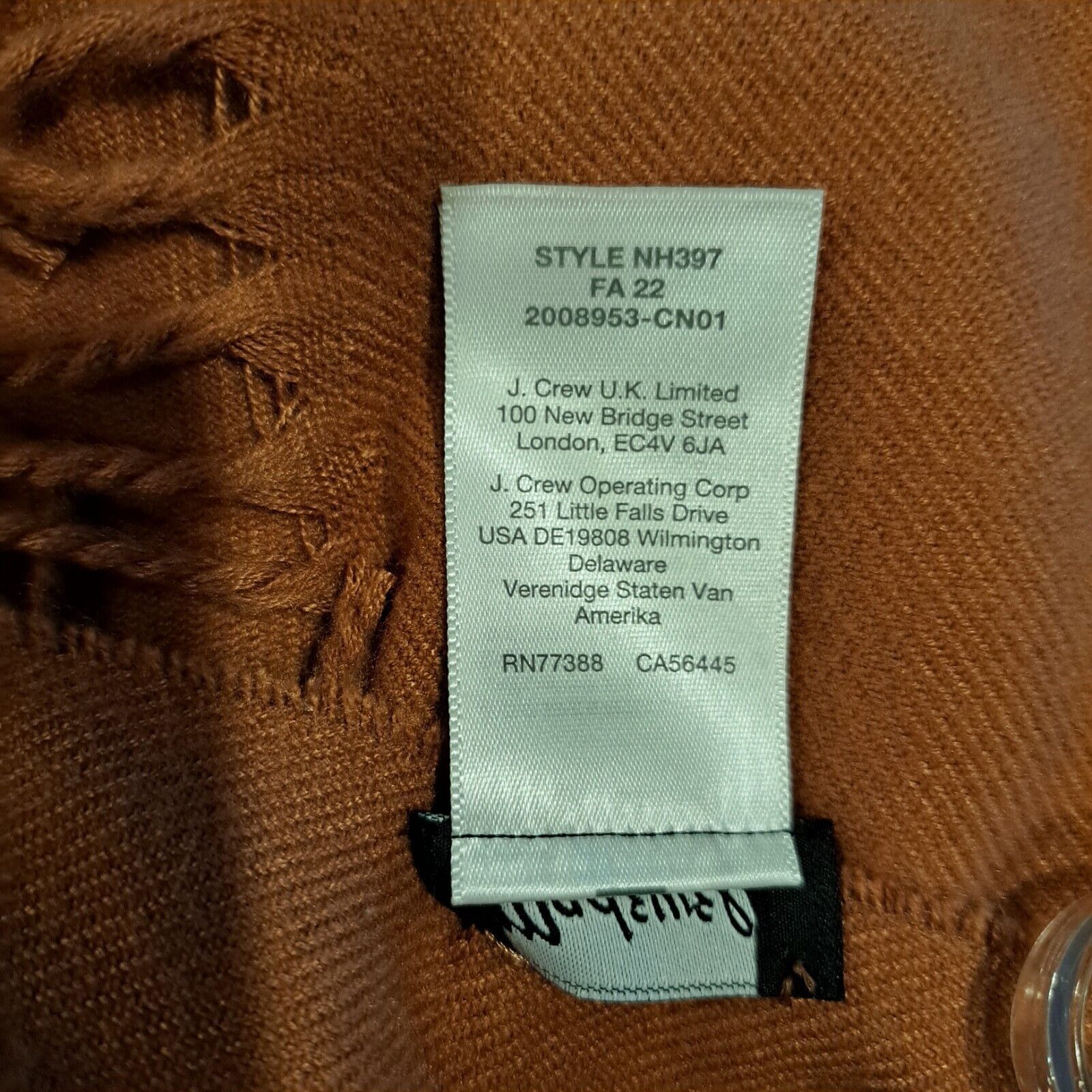 Madewell Madewell 100% Recycled Polyester Fringe Scarf Brown 73"×27" Size ONE SIZE - 4 Thumbnail