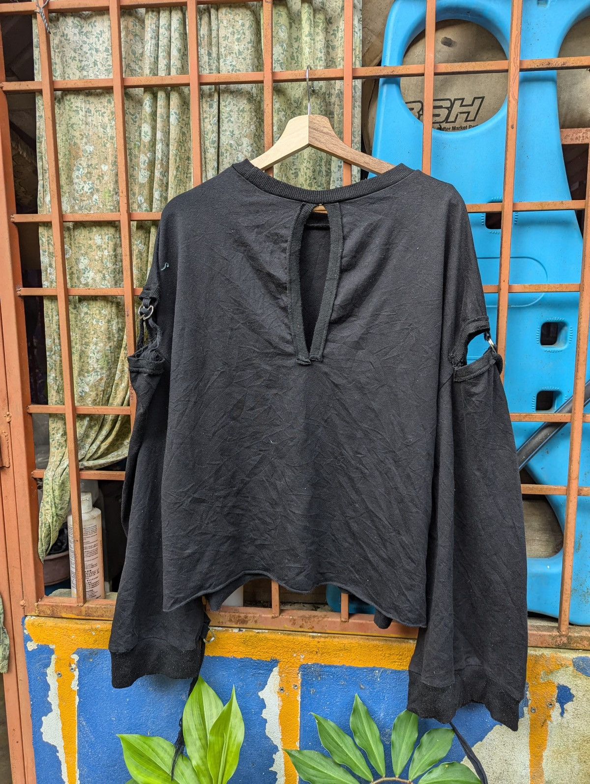 Japanese Brand Punk Rare Design Black Ripped pullover Kim34 Studios Size L / US 10 / IT 46 - 2 Thumbnail